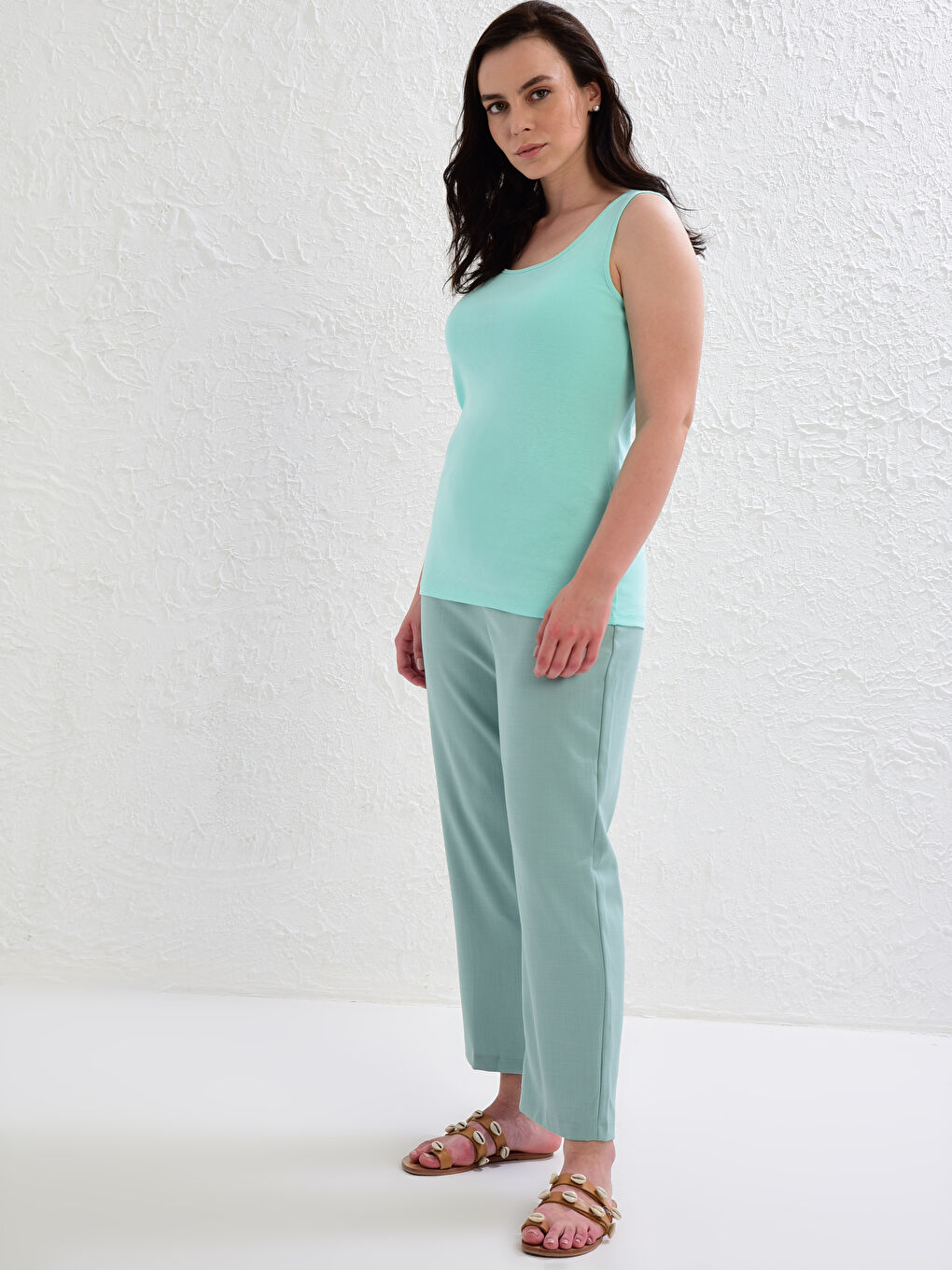 Turkuaz Pamuklu U Yaka Atlet-6