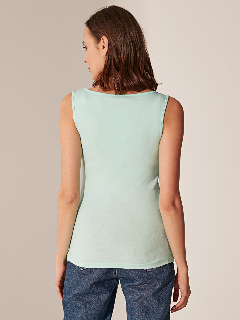 Turkuaz Pamuklu U Yaka Atlet-2