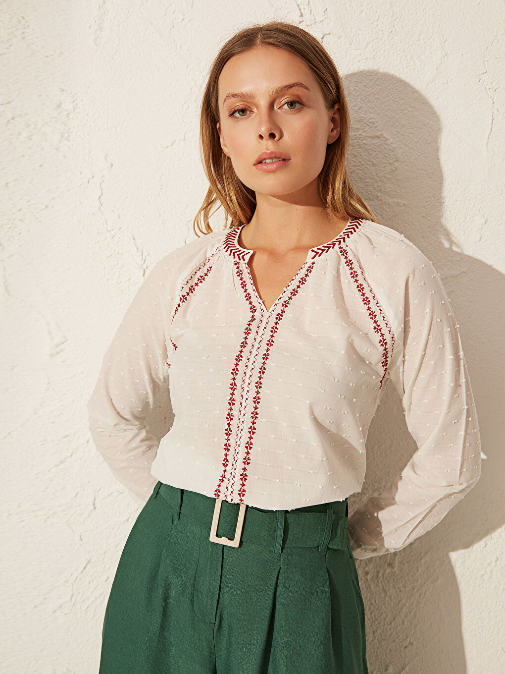 Standard Fit Long Sleeve Women's Blouse-2