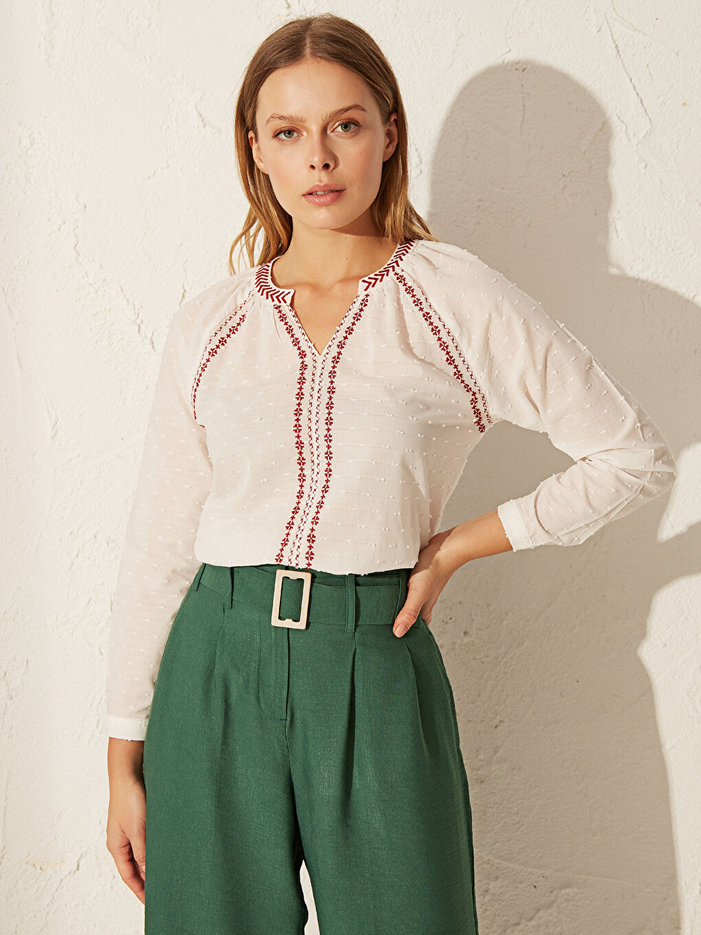 Standard Fit Long Sleeve Women's Blouse-3