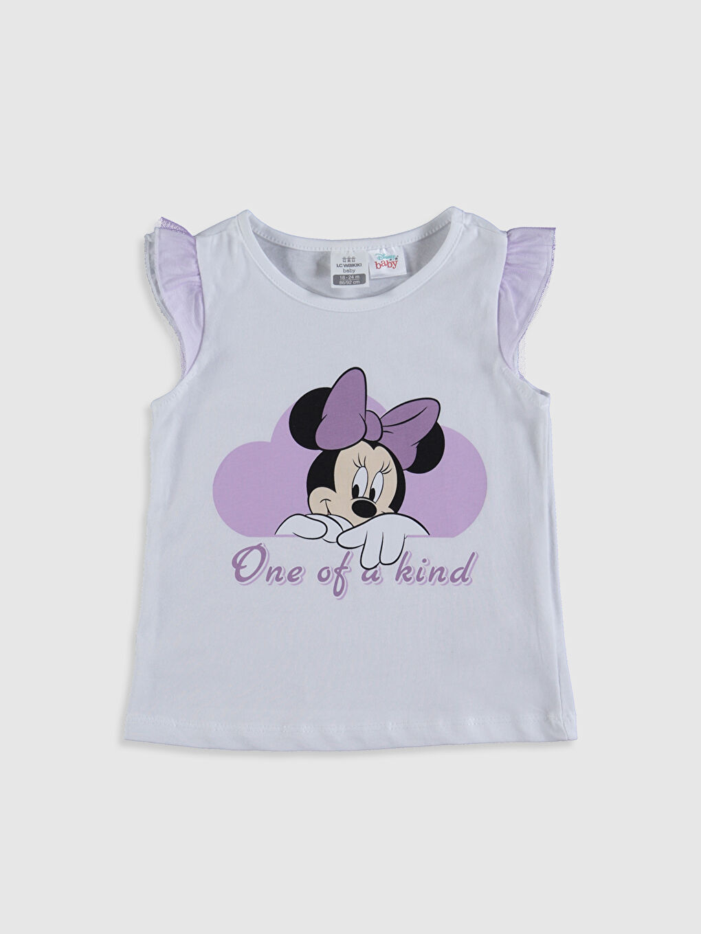 Beyaz Kız Bebek Minnie Mouse Baskılı Pijama Takımı-1