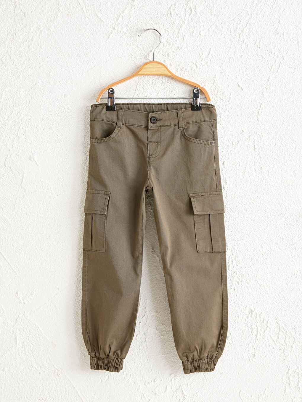 Haki Basic Gabardin Erkek Çocuk Jogger Kargo Pantolon