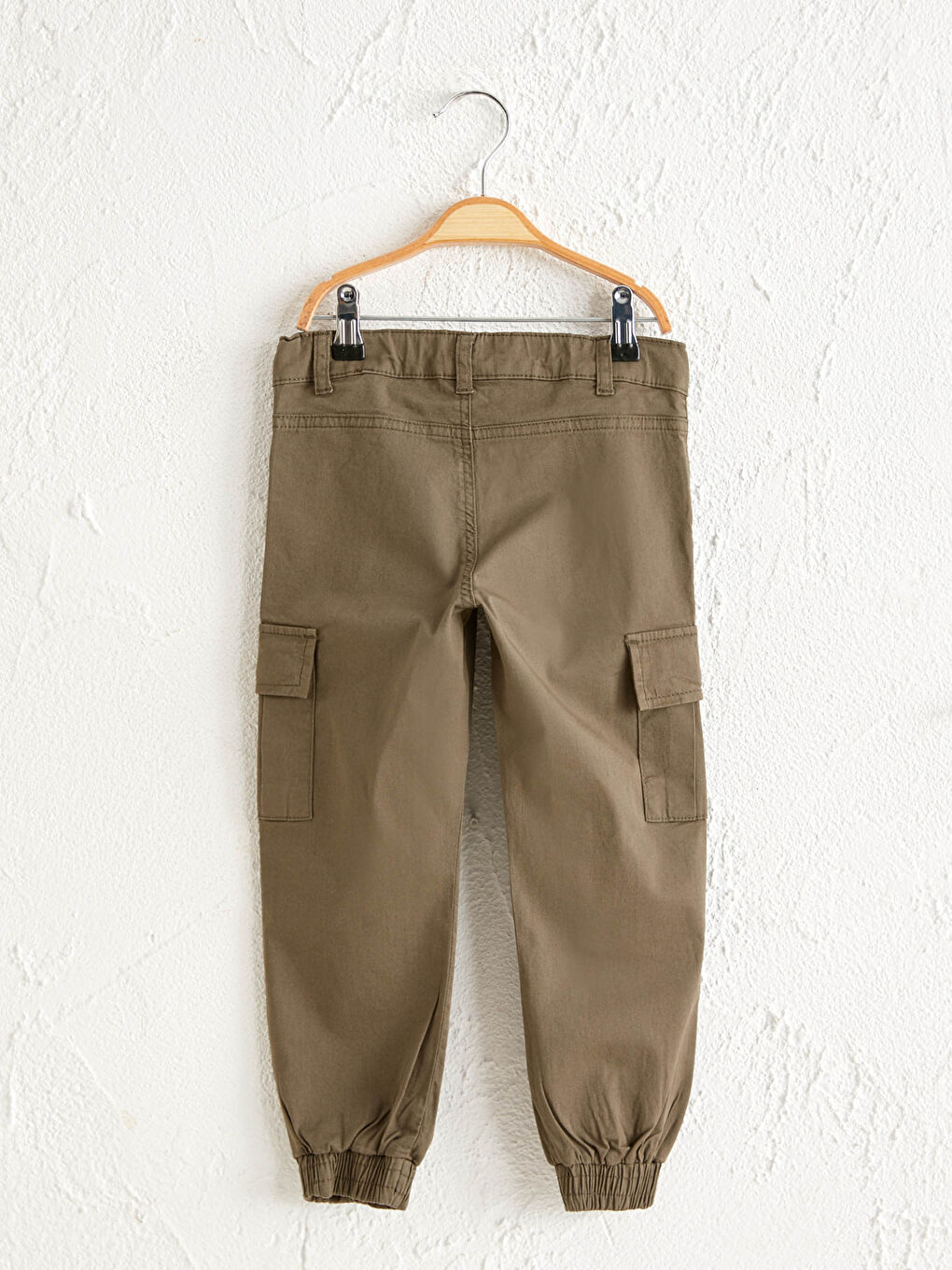Haki Basic Gabardin Erkek Çocuk Jogger Kargo Pantolon-3