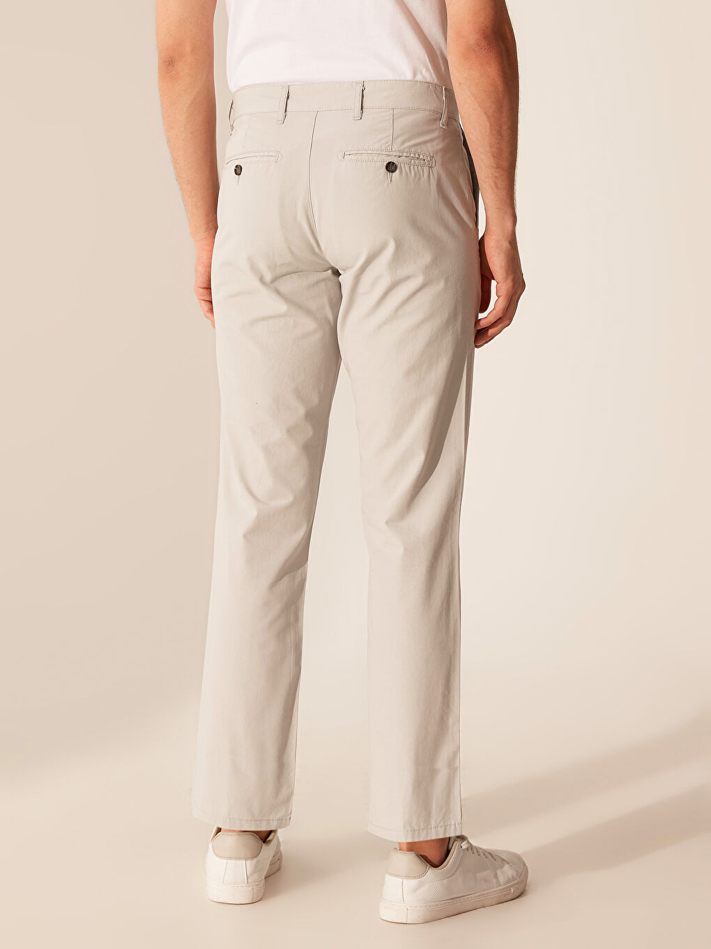 Gri Geniş Kalıp Gabardin Erkek Chino Pantolon-3