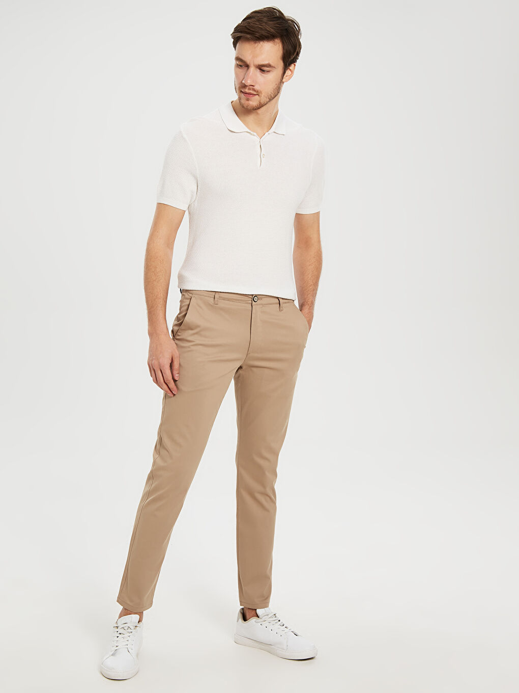 Slim Fit Gabardine Chino Trousers-2