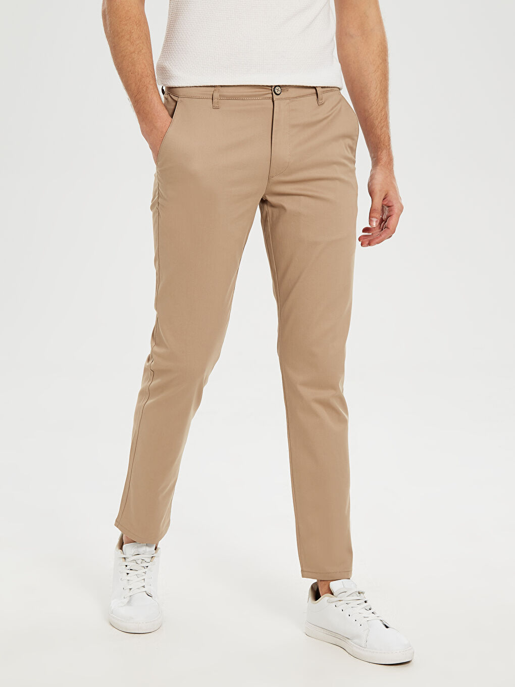 Slim Fit Gabardine Chino Trousers-3