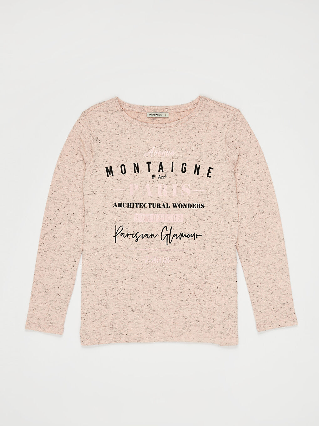 Pembe Bisiklet Yaka Uzun Kollu Kadın Tişört-1