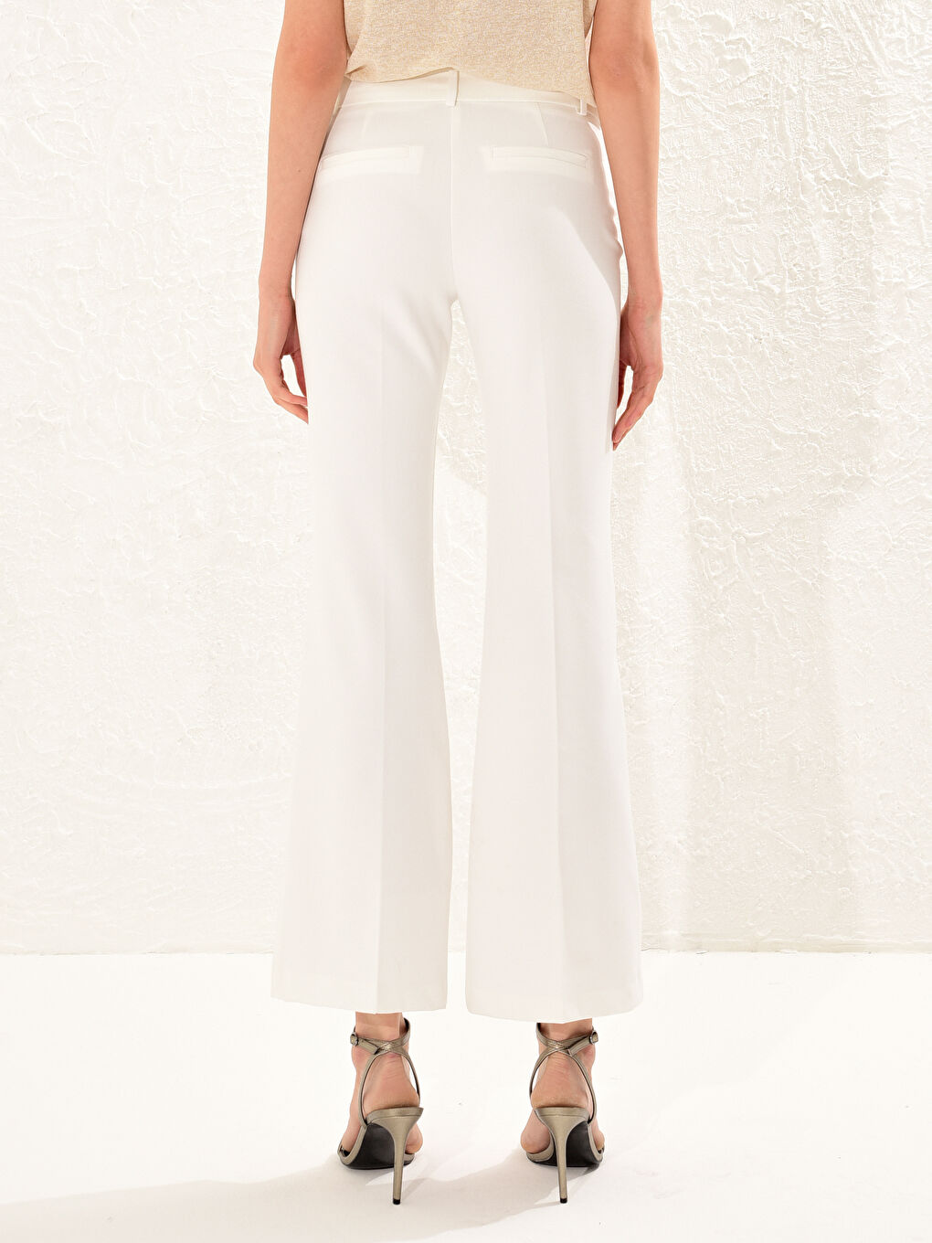 Ekru Dar Fit Kadın Pantolon-3