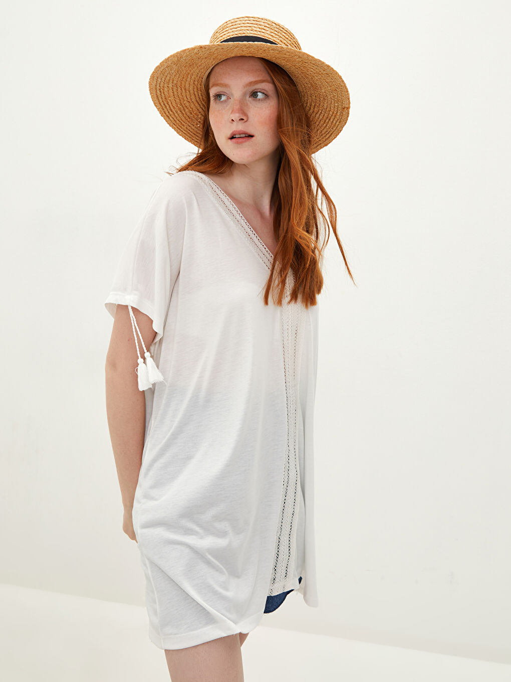 Ekru Plaj Elbisesi-1