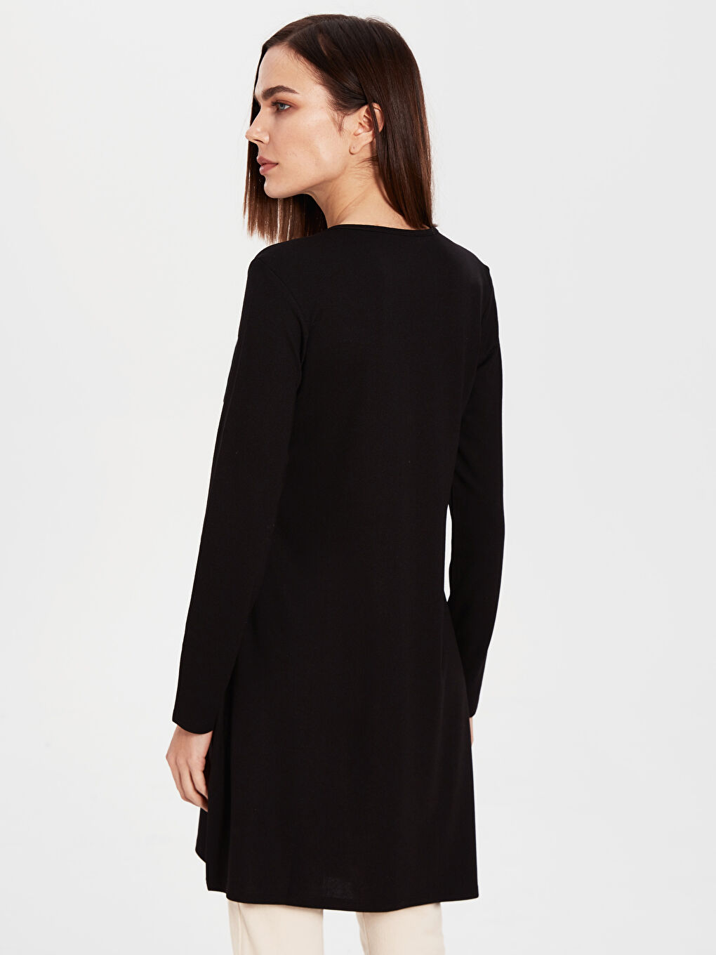 Siyah Bisiklet Yaka Uzun Kollu Kadın Tunik-1