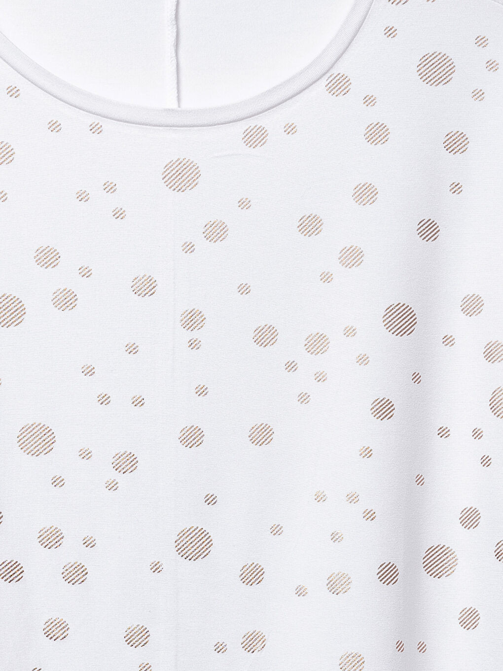 Beyaz Puantiyeli Viskon Kısa Kollu Kadın Tişört-2