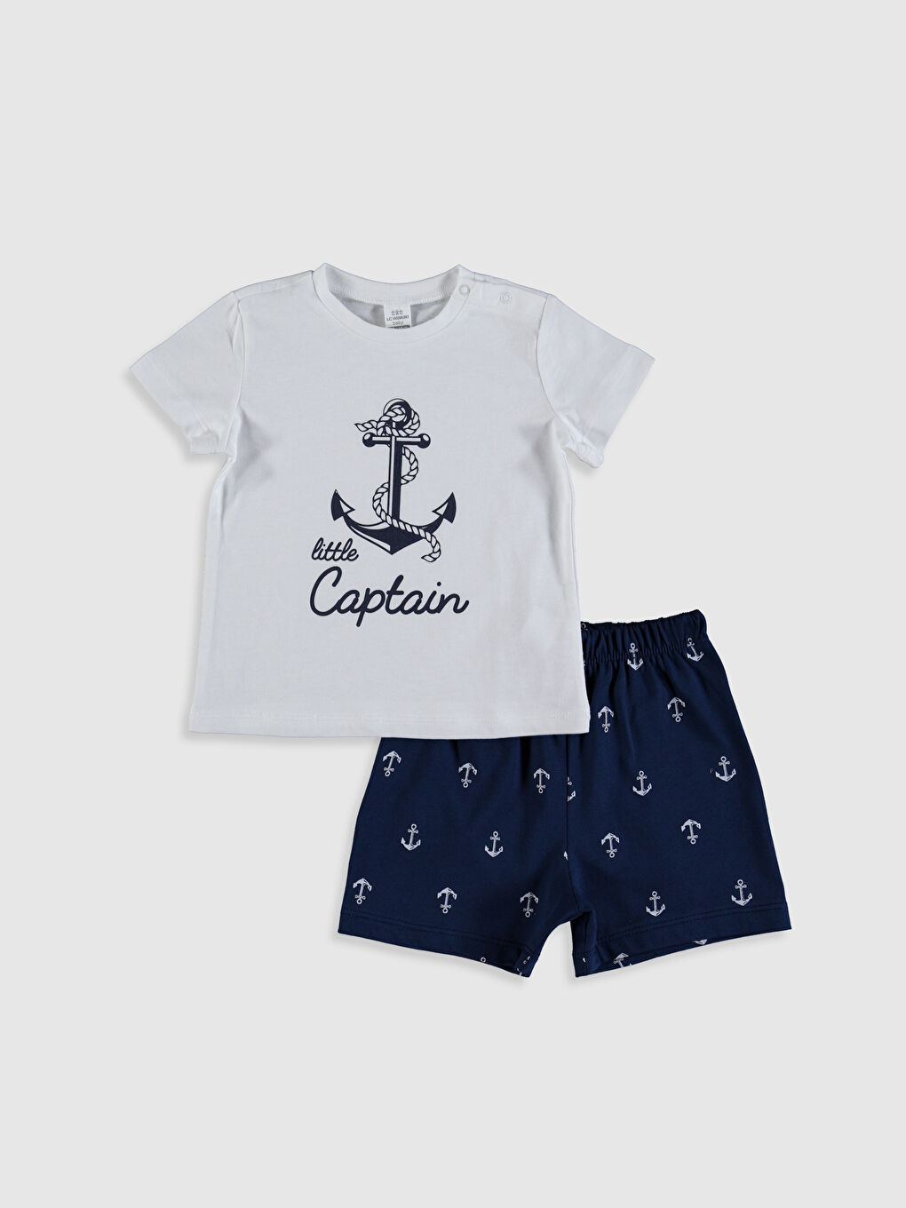 Beyaz Erkek Bebek Baskılı Pamuklu Pijama Takımı-2