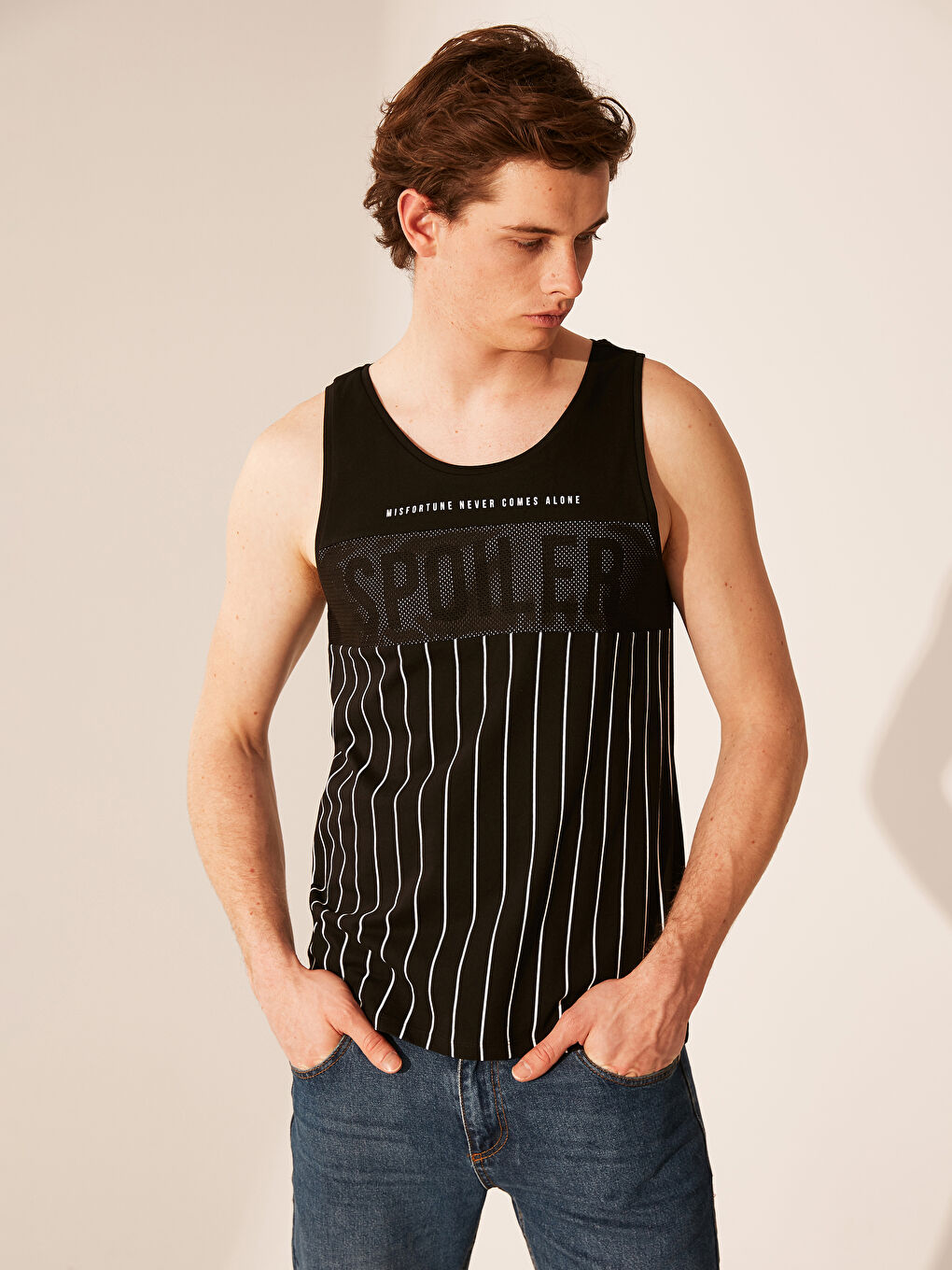 Siyah Penye Erkek Kolsuz Tişört