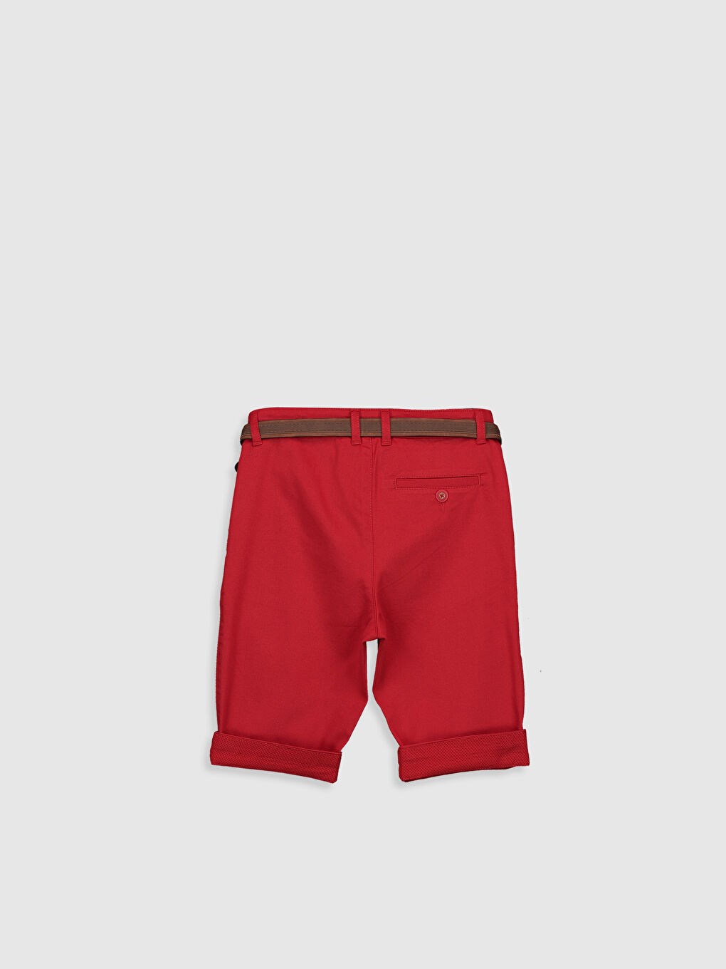 Kırmızı Basic Pamuklu Erkek Çocuk Şort ve Kemer-5