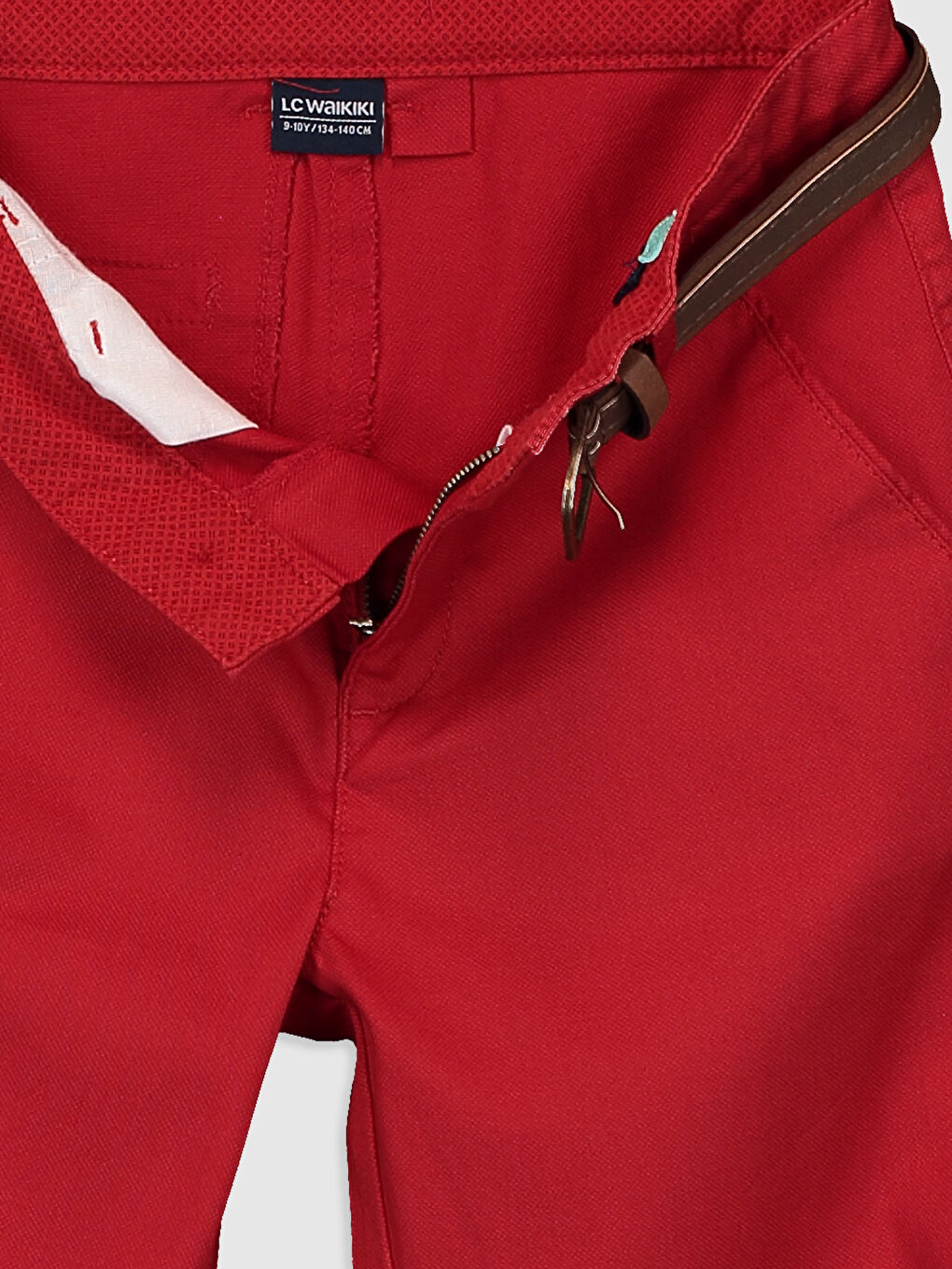 Kırmızı Basic Pamuklu Erkek Çocuk Şort ve Kemer-6