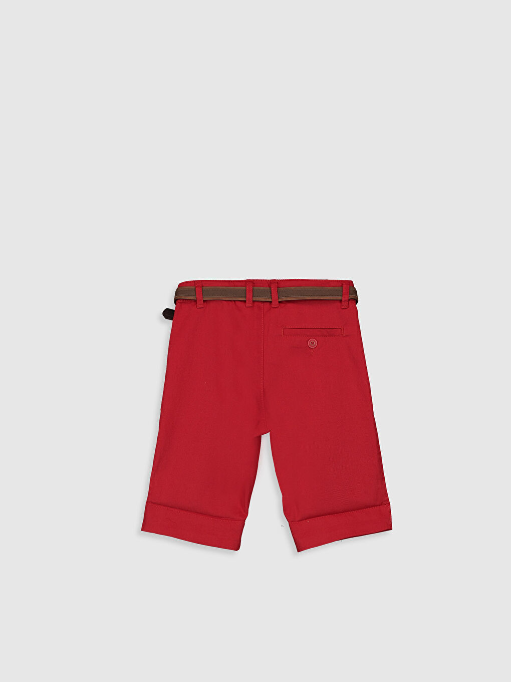 Kırmızı Basic Pamuklu Erkek Çocuk Şort ve Kemer-2