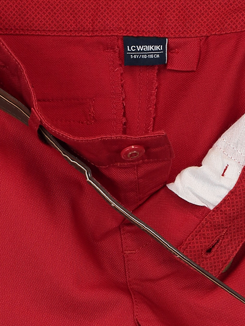 Kırmızı Basic Pamuklu Erkek Çocuk Şort ve Kemer-3