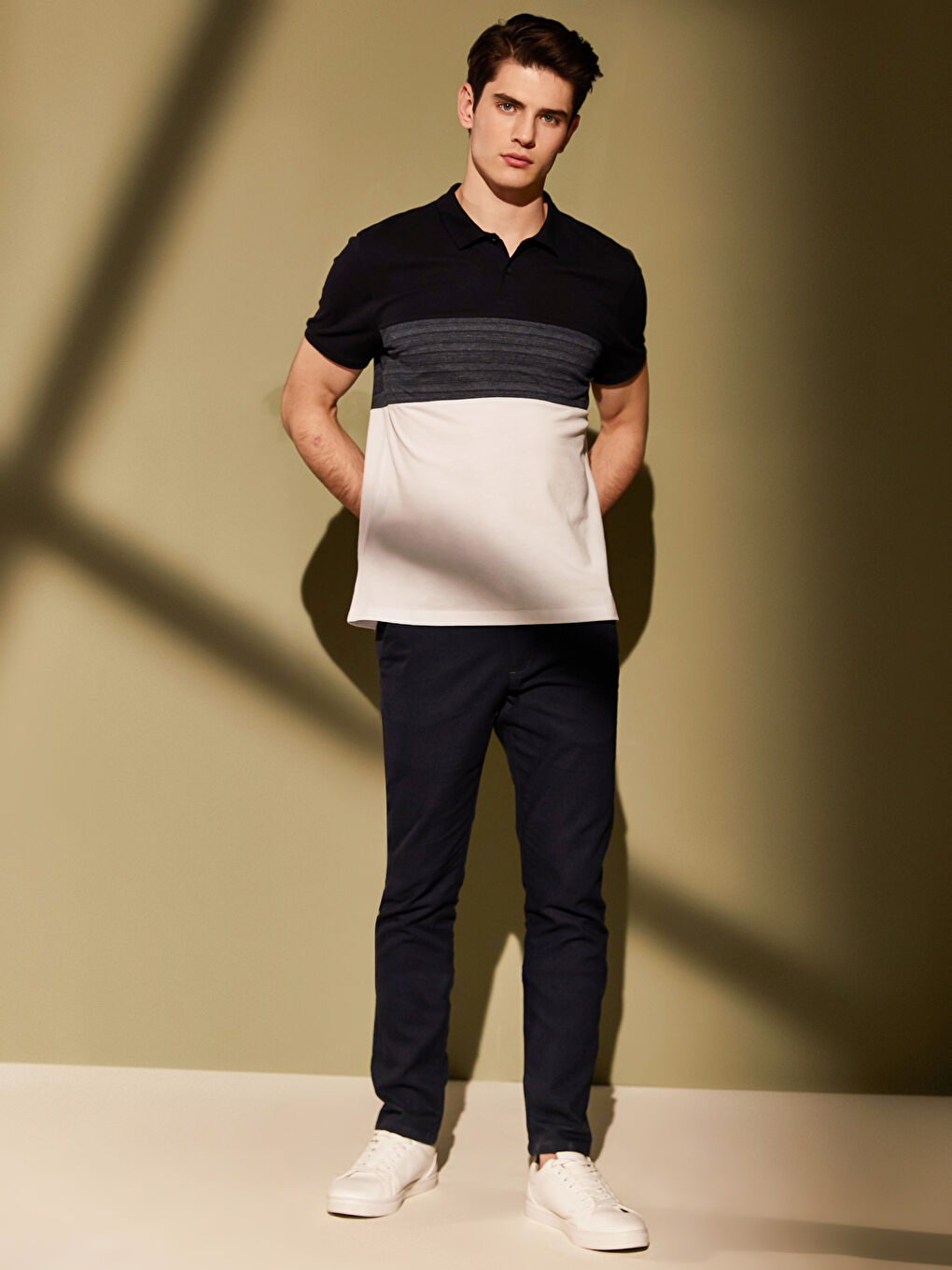 Lacivert Polo Yaka Kısa Kollu Pike Tişört-9