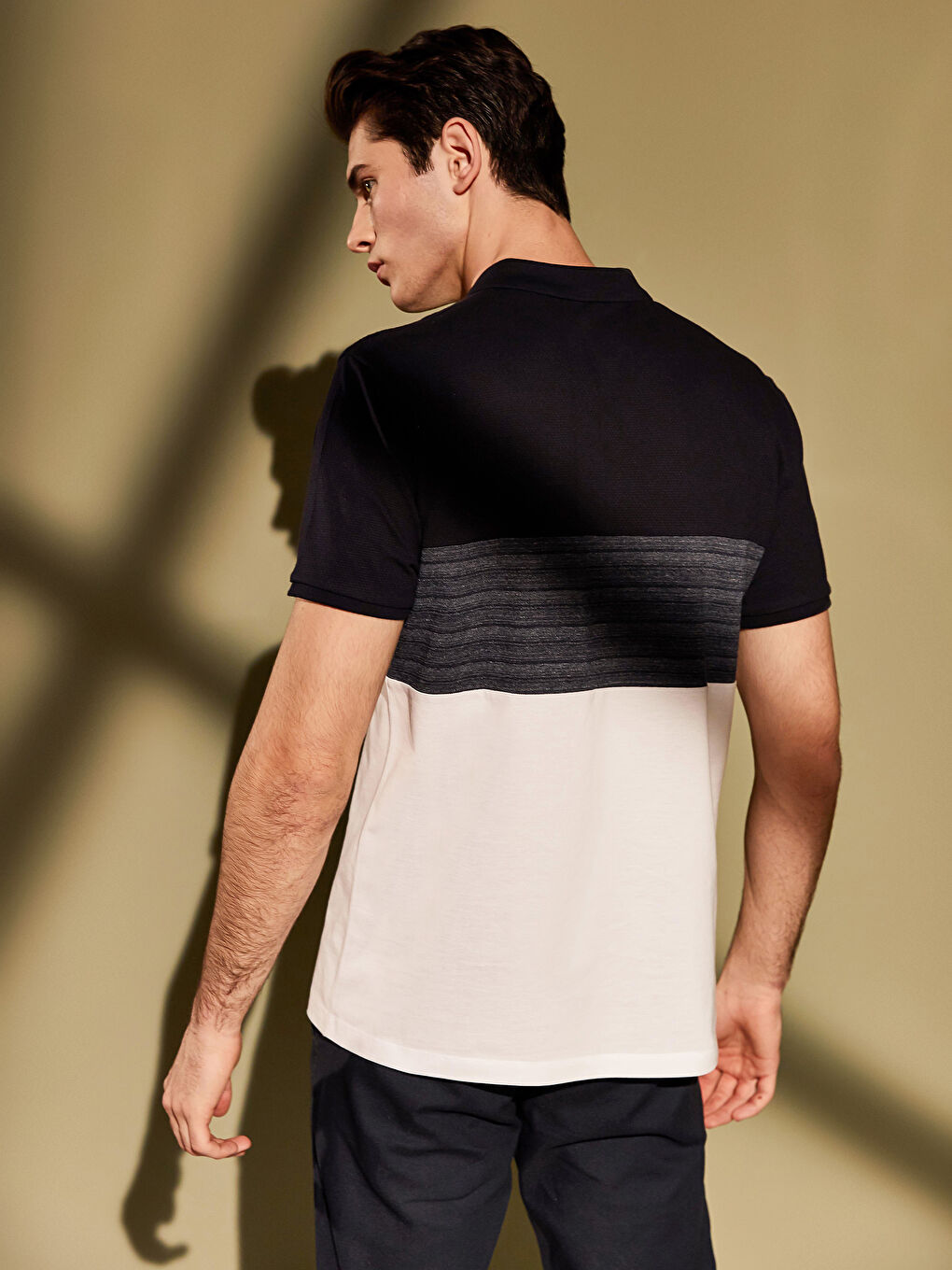 Lacivert Polo Yaka Kısa Kollu Pike Tişört-10