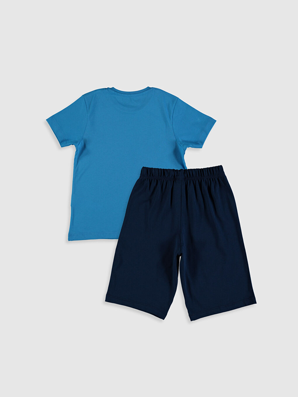 Lacivert Bisiklet Yaka Kısa Kollu Erkek Çocuk Pijama Takım-1