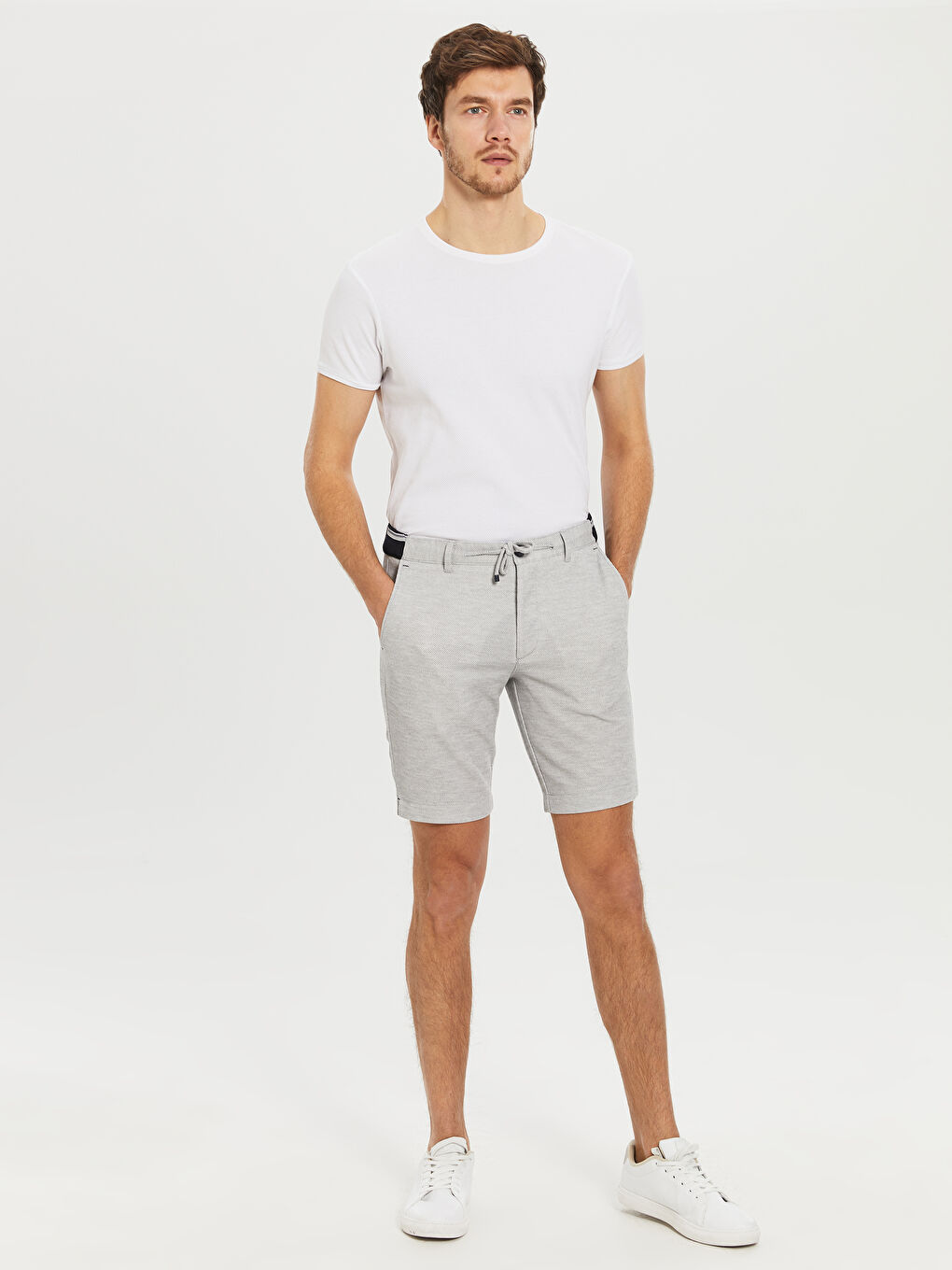 Gri Slim Fit Bermuda Erkek Şort