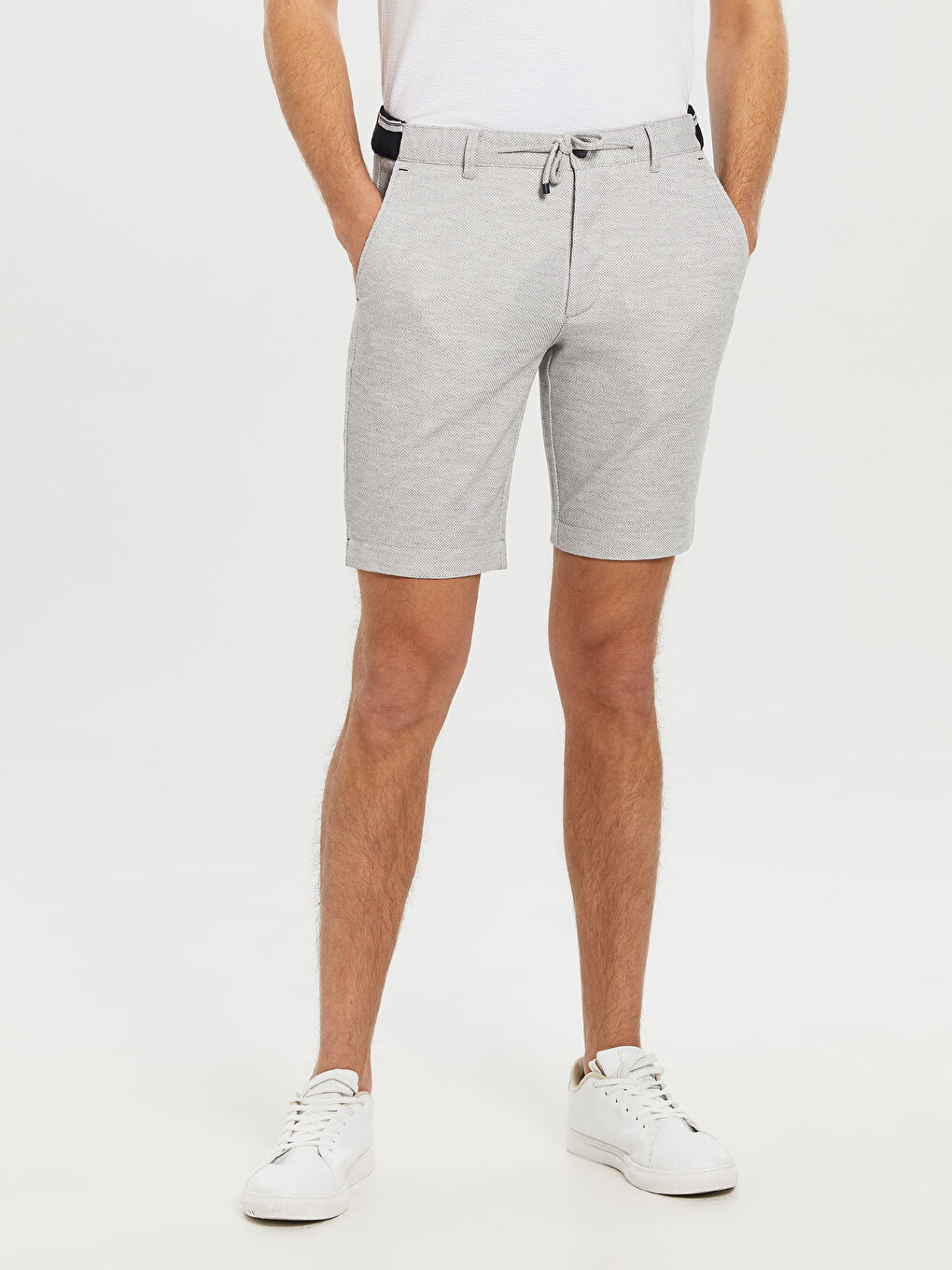 Gri Slim Fit Bermuda Erkek Şort-2