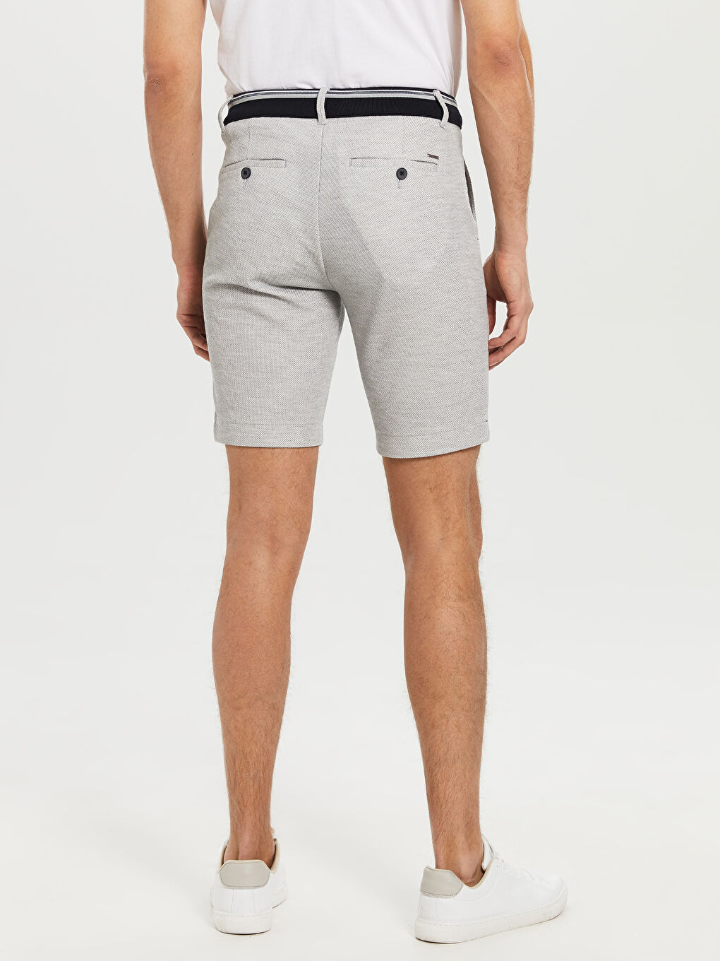 Gri Slim Fit Bermuda Erkek Şort-3