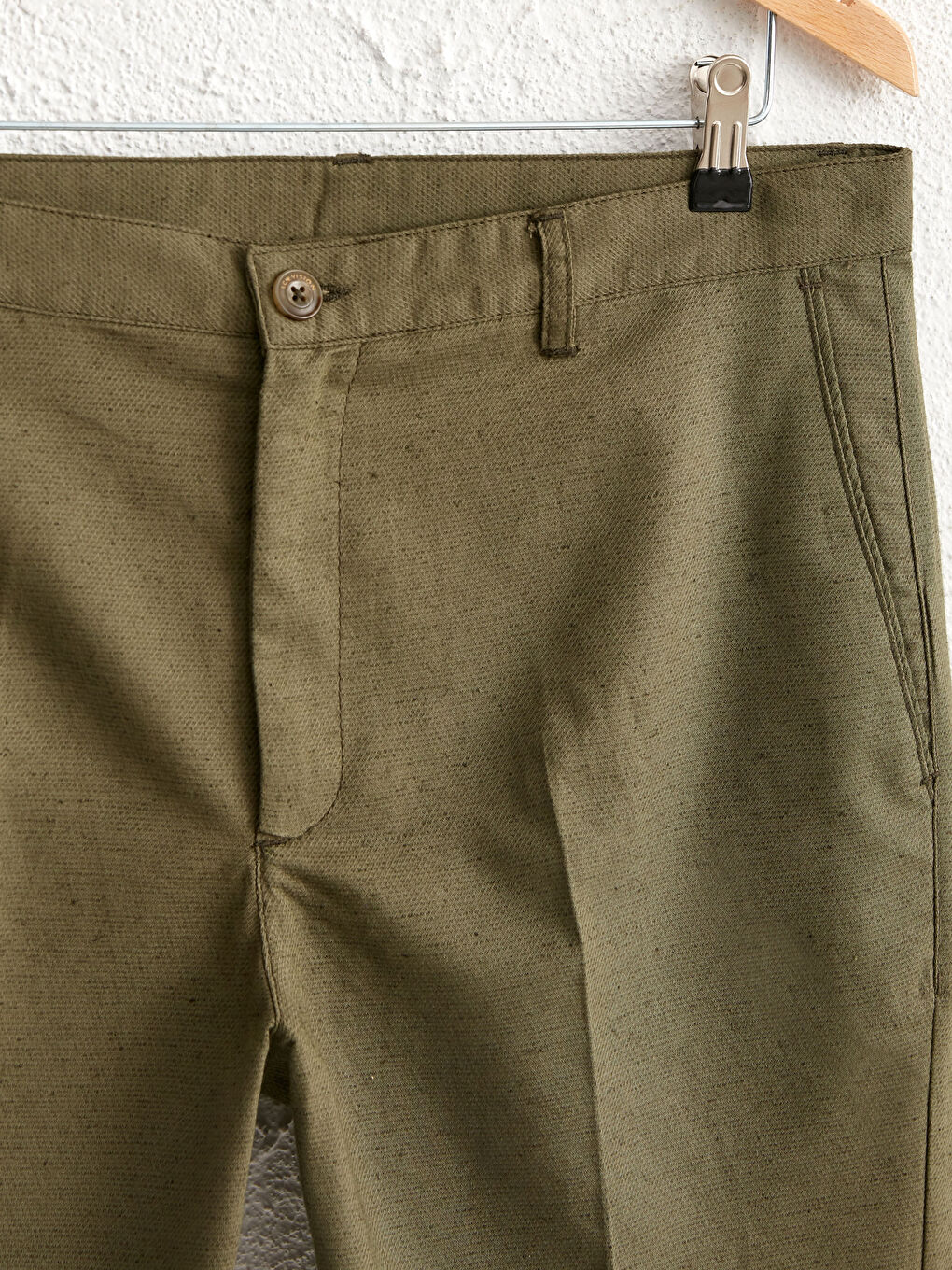 Haki Dar Kalıp Erkek Şort-2