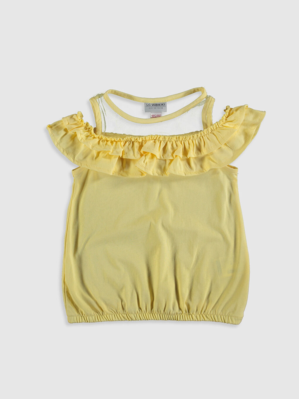 Girl's Ruffled Open Shoulder T-Shirt
