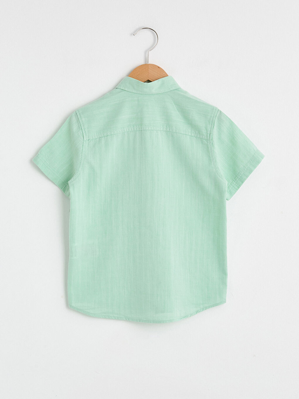 Yeşil Erkek Çocuk Kısa Kollu Pamuklu Gömlek-1