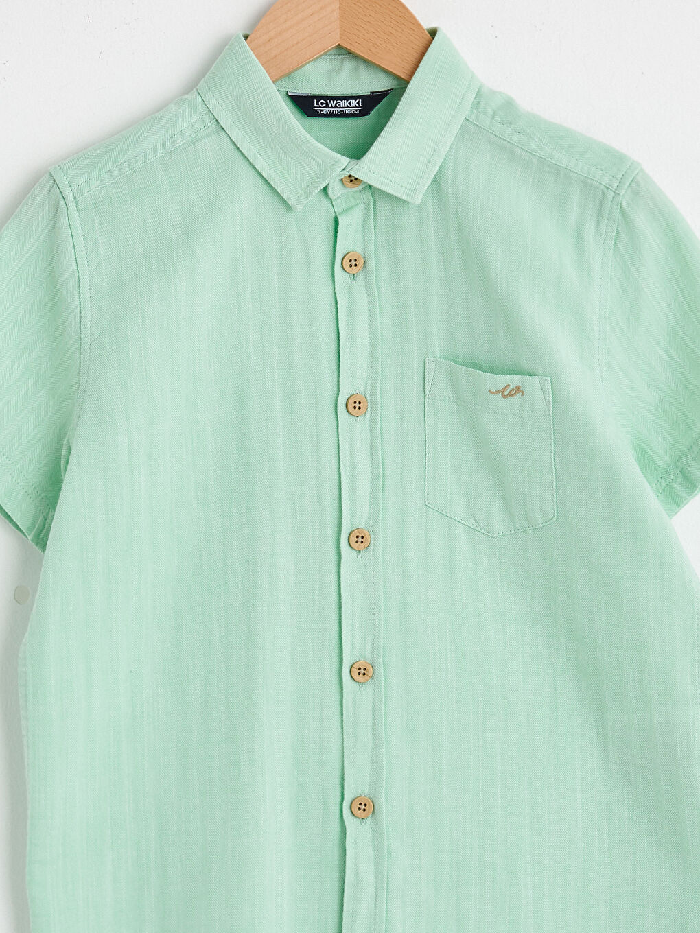 Yeşil Erkek Çocuk Kısa Kollu Pamuklu Gömlek-2