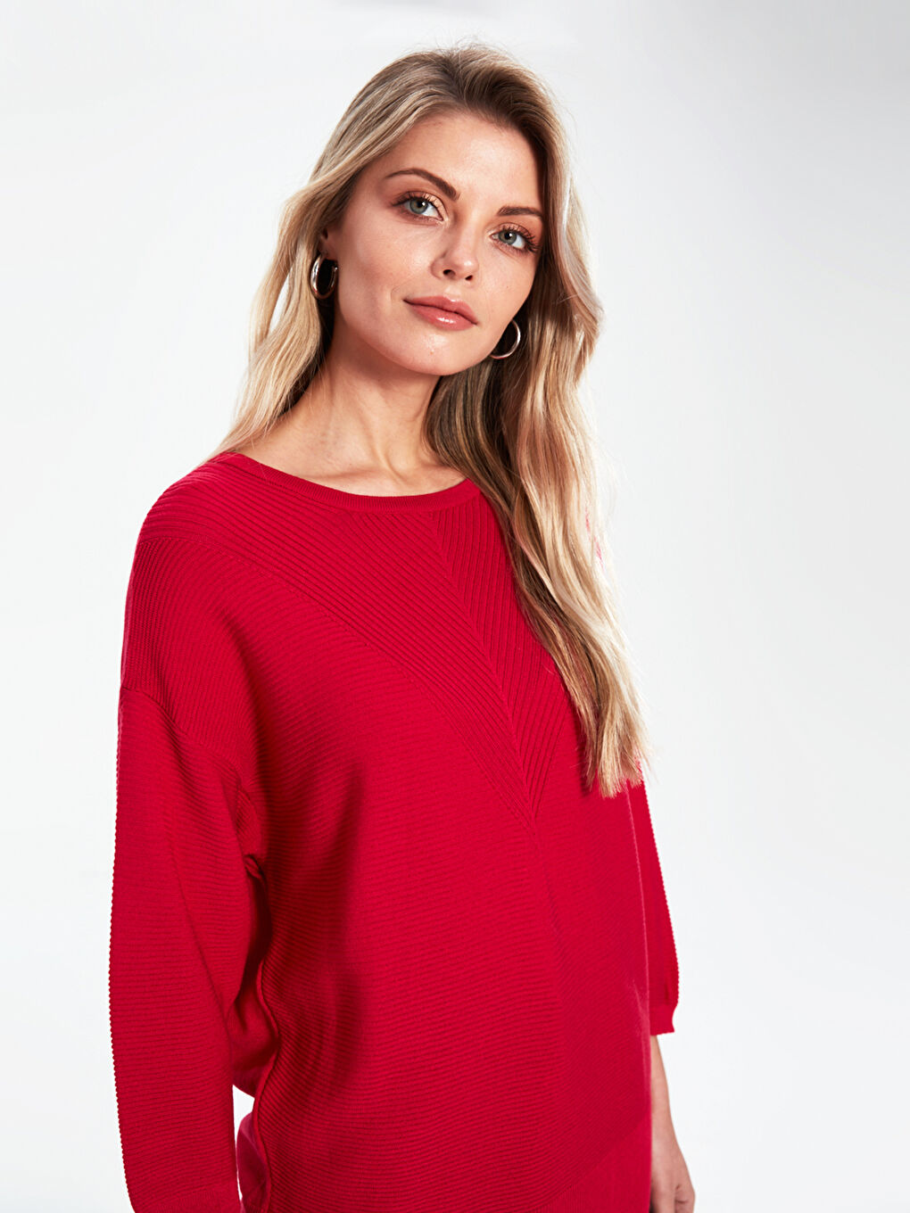 Pembe Bisiklet Yaka Kadın Kazak-2