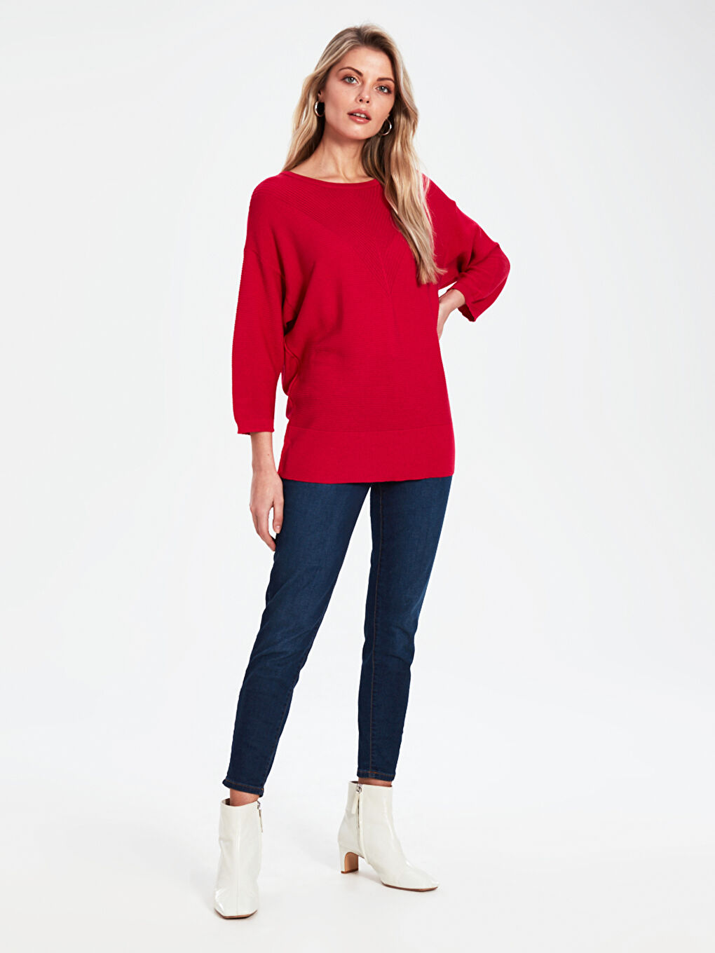 Pembe Bisiklet Yaka Kadın Kazak-3