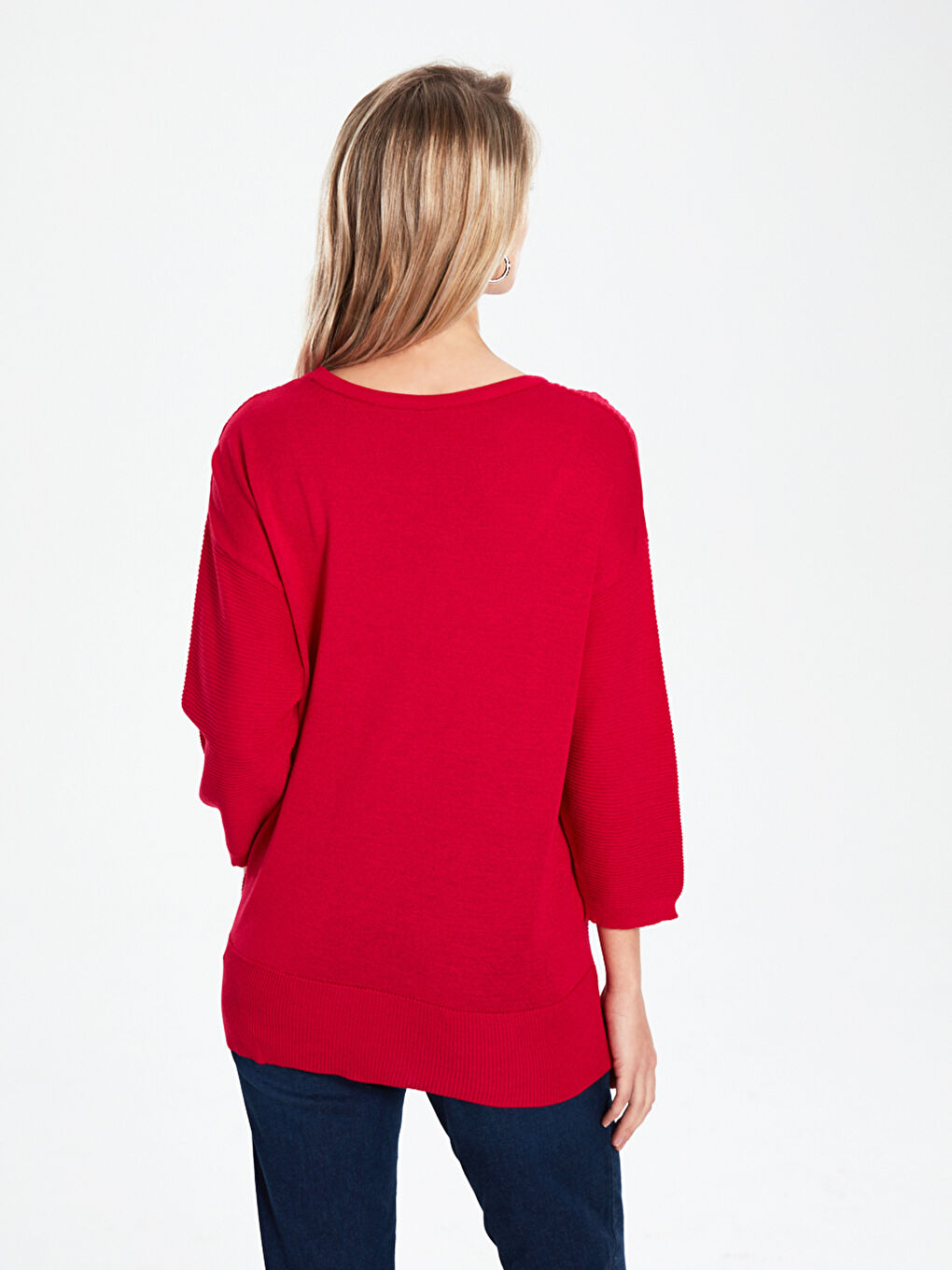 Pembe Bisiklet Yaka Kadın Kazak-4