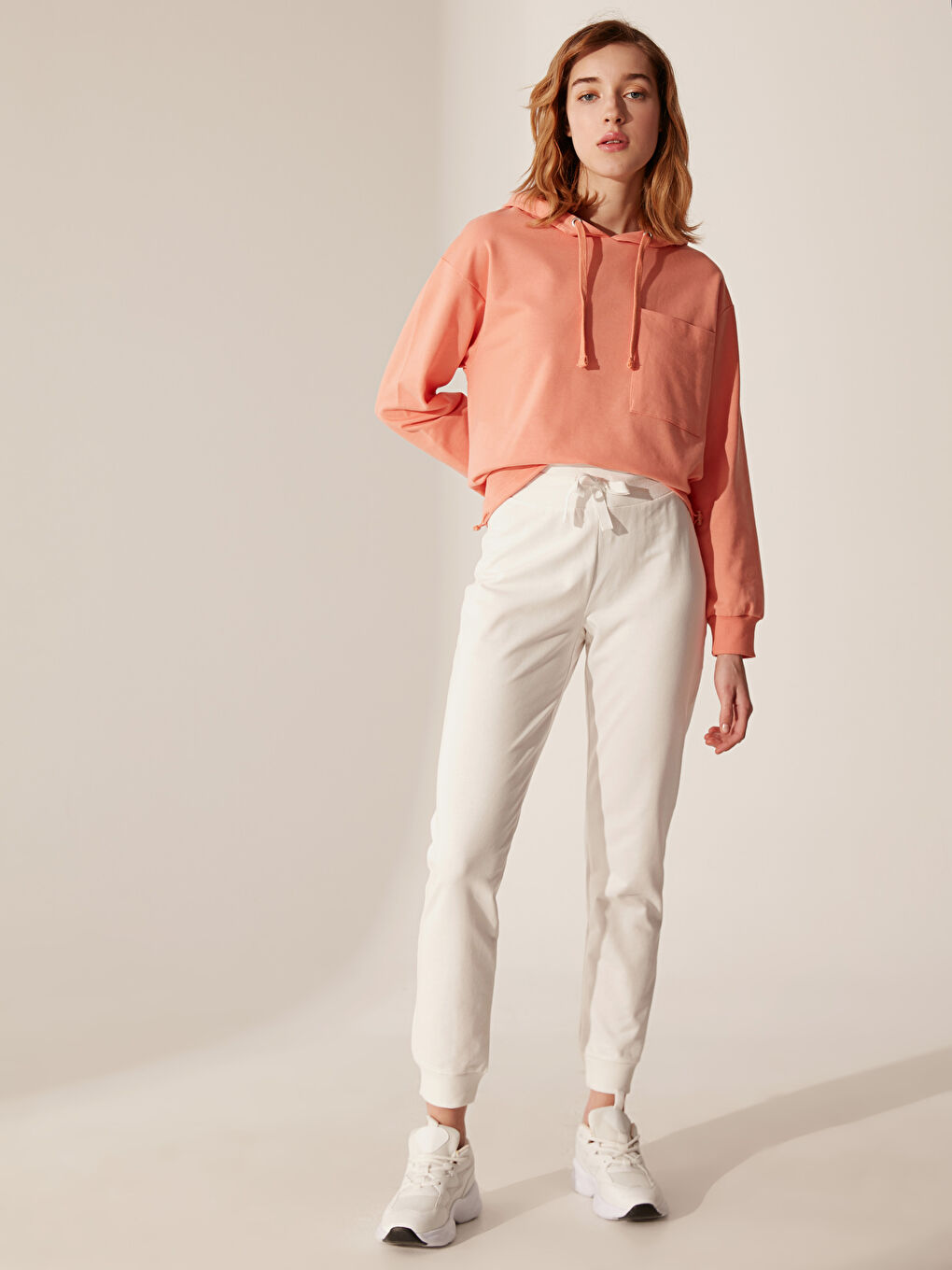 Ekru Standart Fit Kadın Eşofman Altı-1