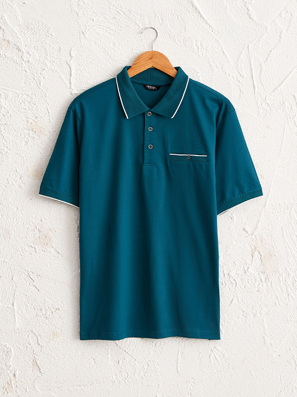 Petrol Merserize Polo Yaka Kısa Kollu Erkek Tişört