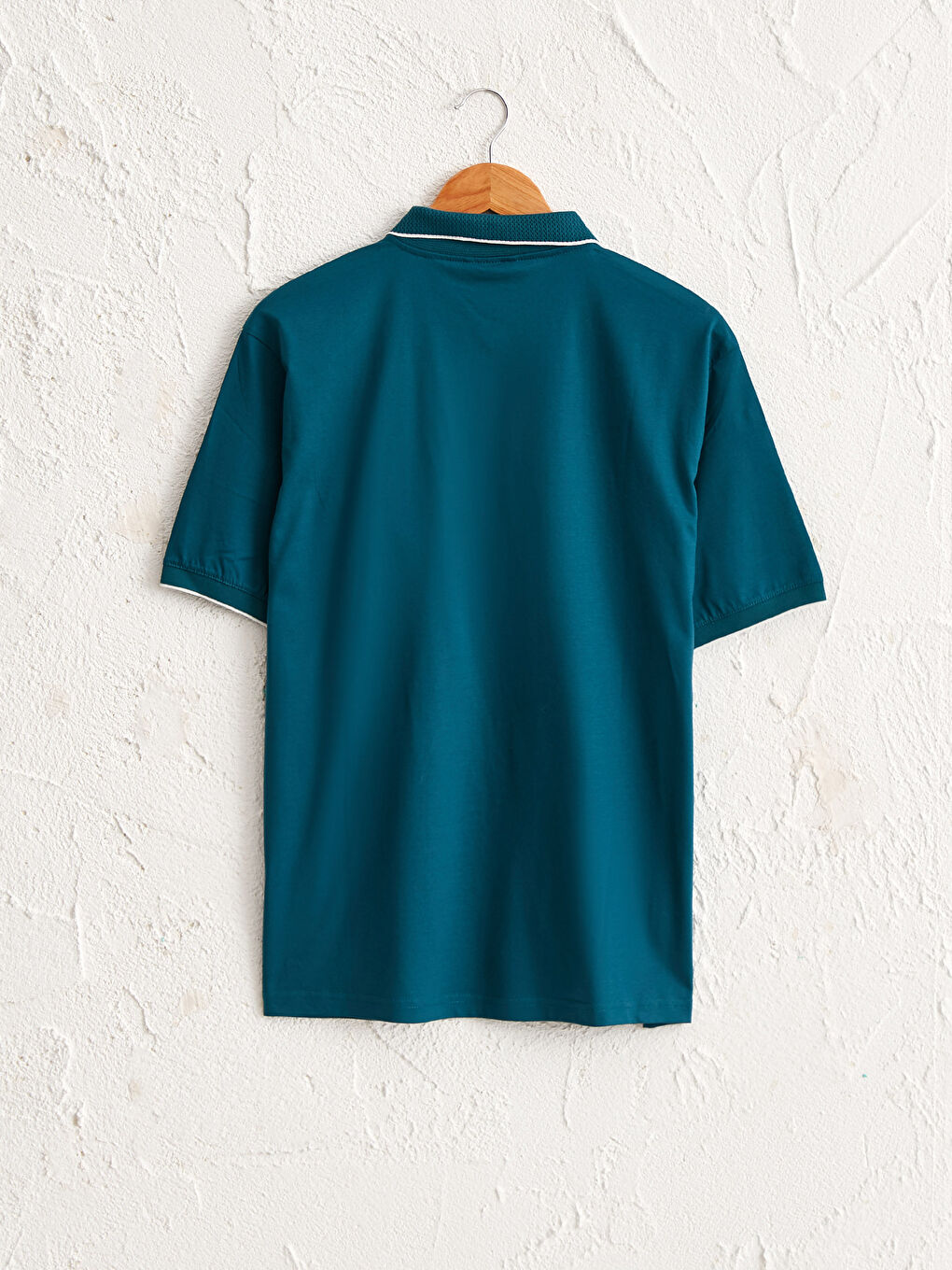 Petrol Merserize Polo Yaka Kısa Kollu Erkek Tişört-1