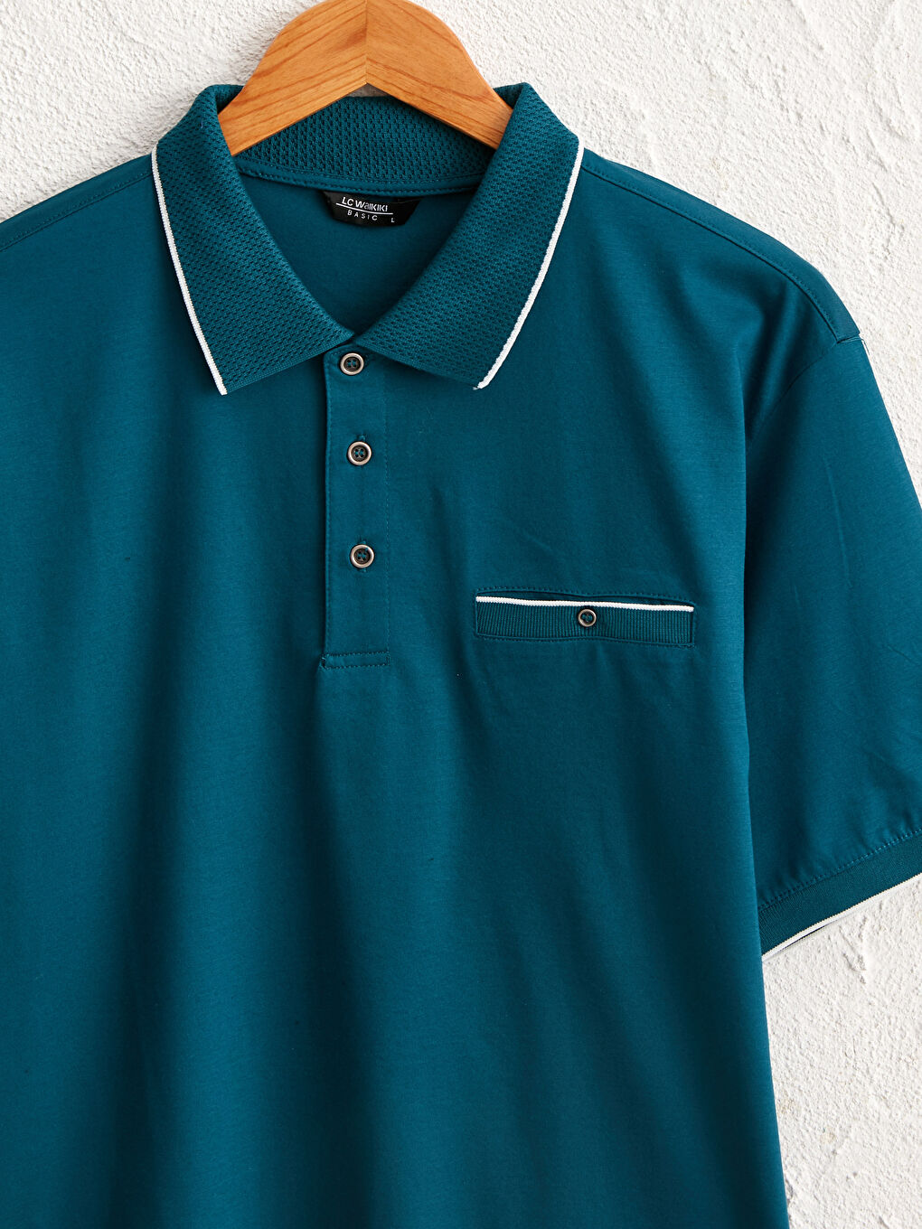 Petrol Merserize Polo Yaka Kısa Kollu Erkek Tişört-2