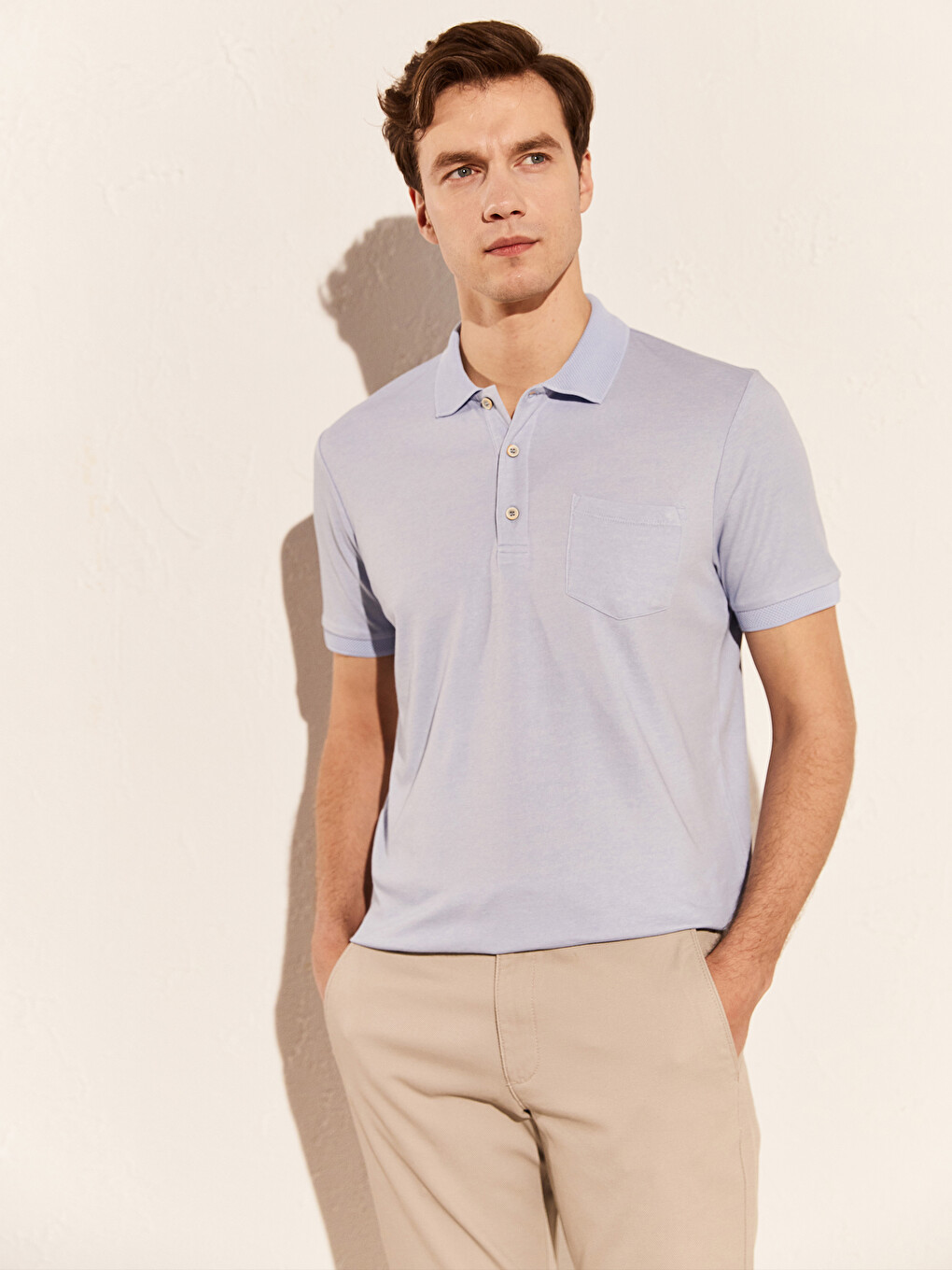 Polo Neck Basic Short Sleeve T-shirt