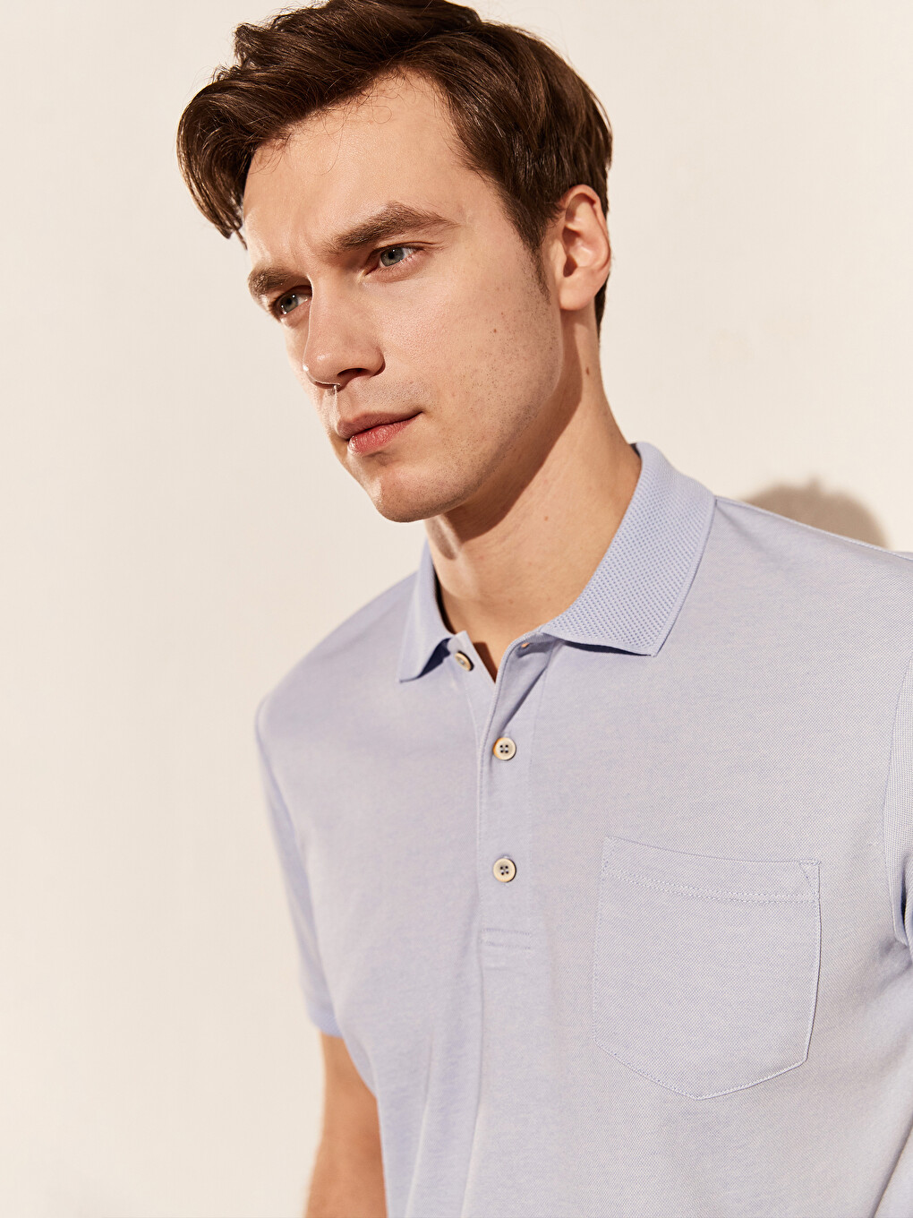 Polo Neck Basic Short Sleeve T-shirt-1
