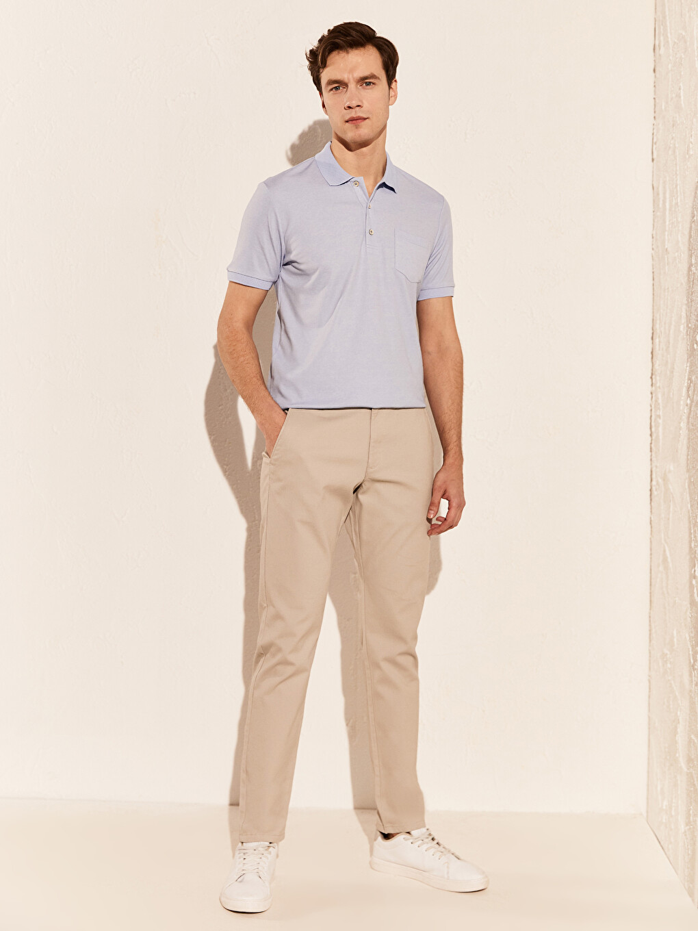 Polo Neck Basic Short Sleeve T-shirt-3