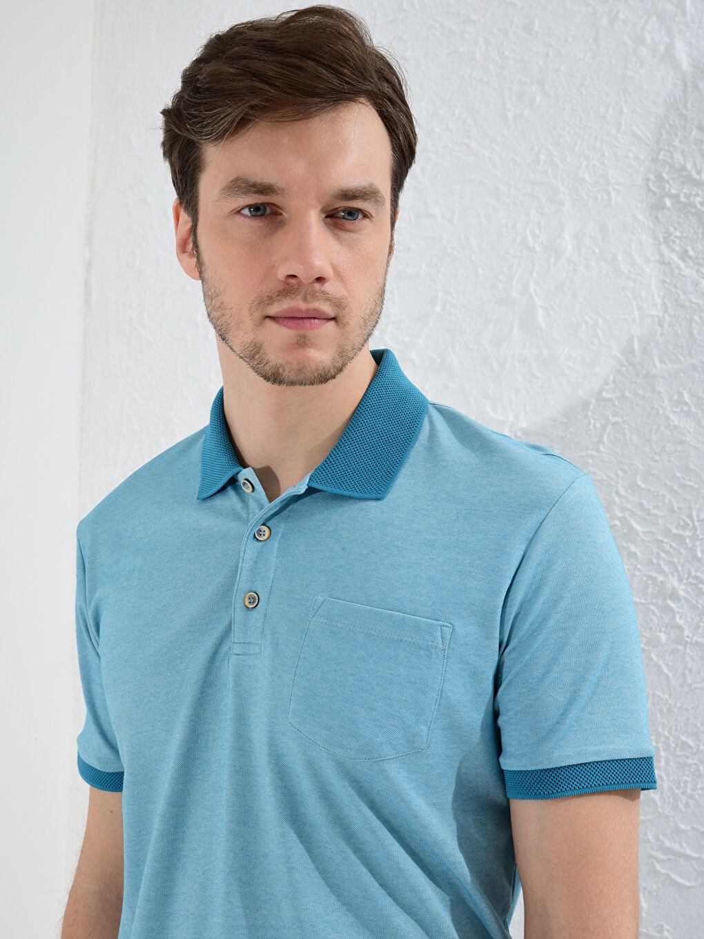 Polo Neck Basic Short Sleeve T-Shirt-2