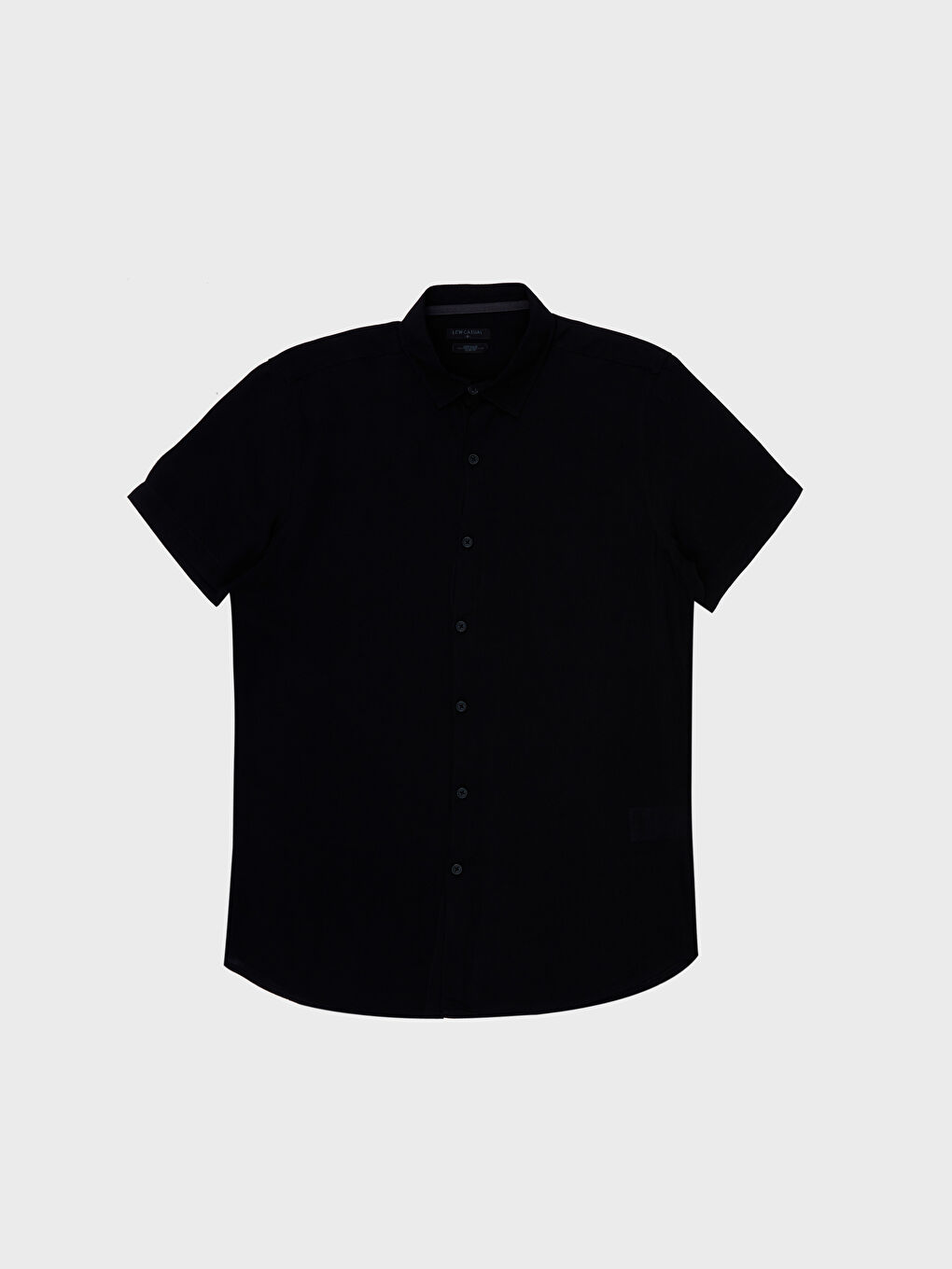 Siyah Slim Fit Kısa Kollu Poplin Erkek Gömlek-1