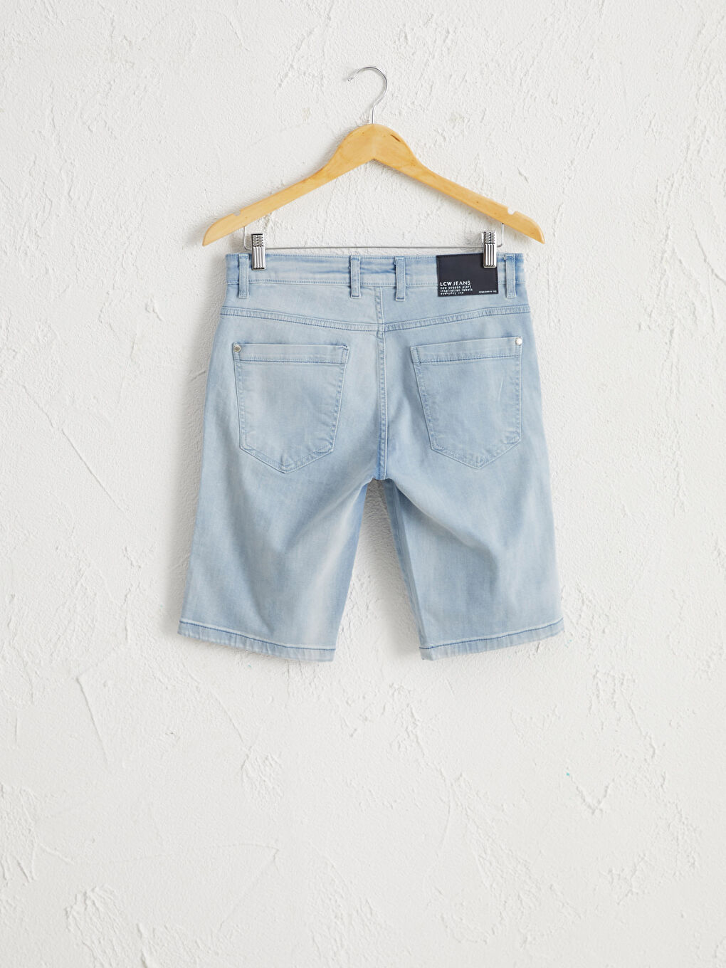 İndigo Skinny Fit Bermuda Jean Şort-1