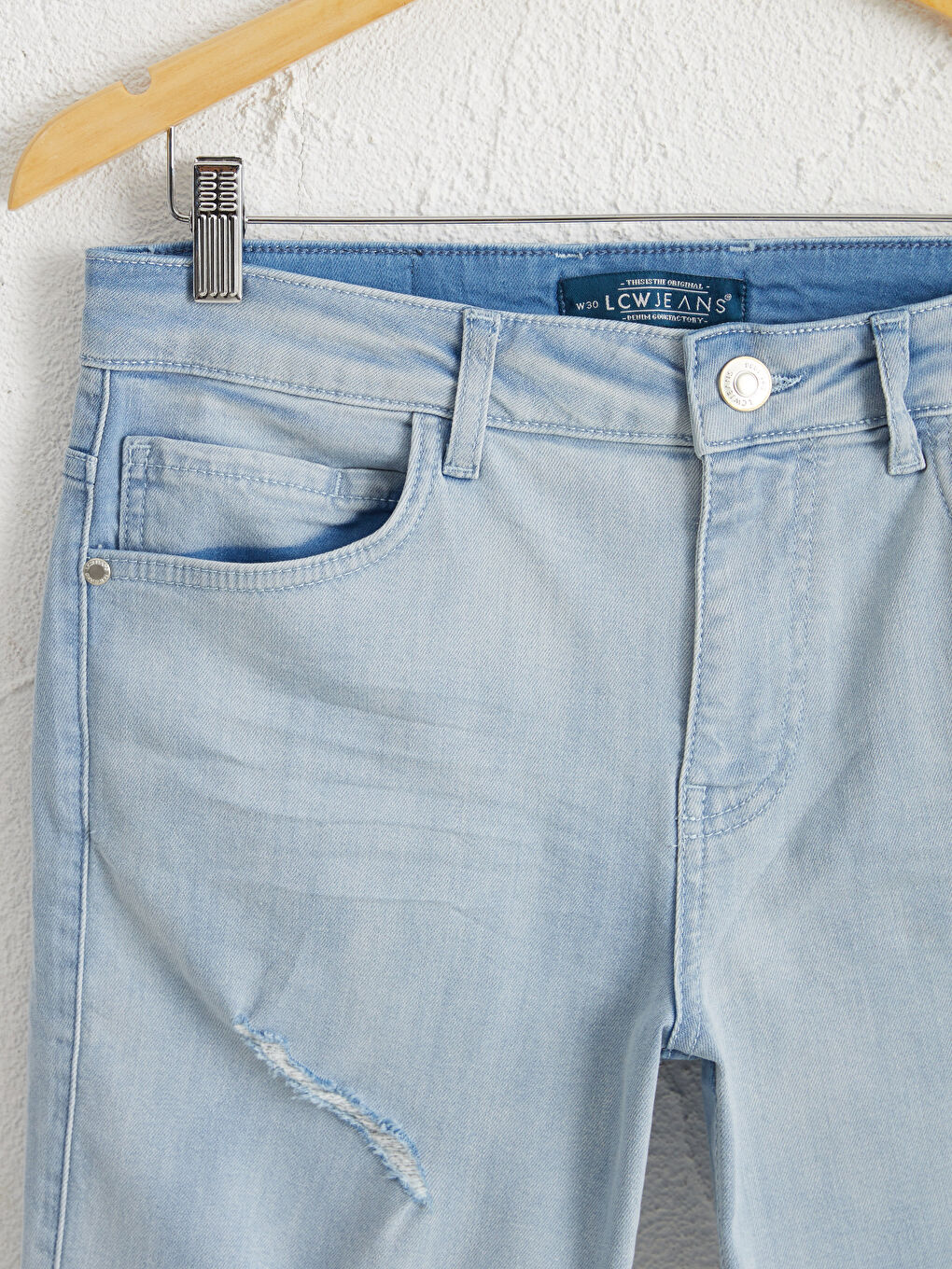 İndigo Skinny Fit Bermuda Jean Şort-2