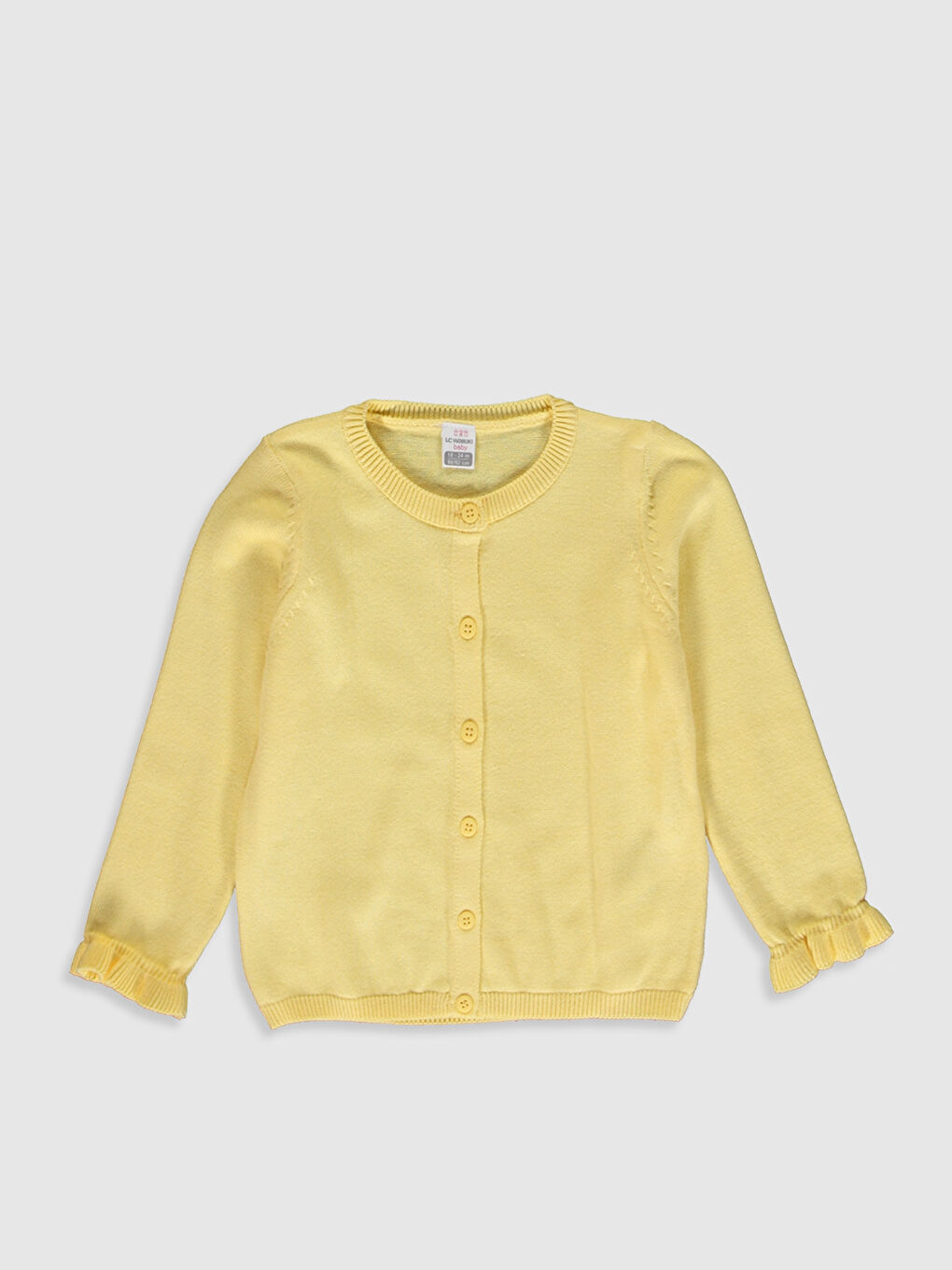 Sarı Uzun Kollu Kız Bebek Hırka