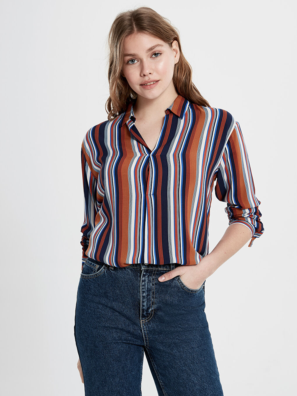 Standard Fit Long Sleeve Women's Blouse-2