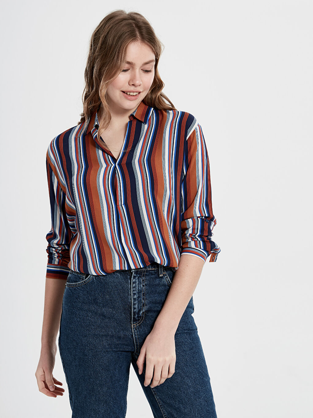 Standard Fit Long Sleeve Women's Blouse-4