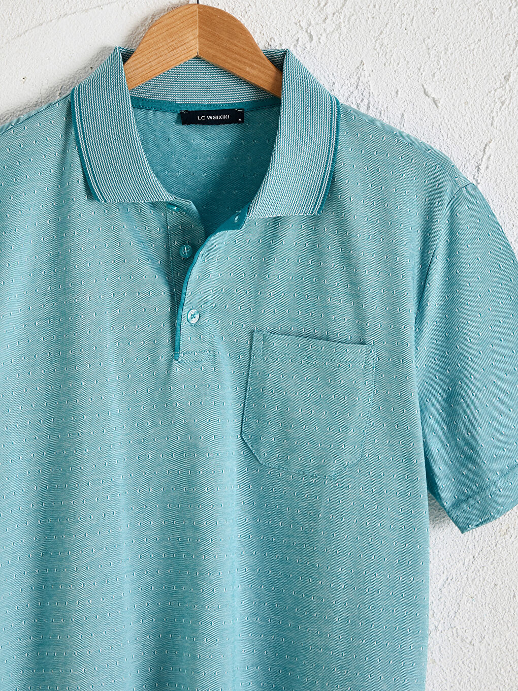 Mercerized Polo Neck Short Sleeve Men's T-Shirt-2