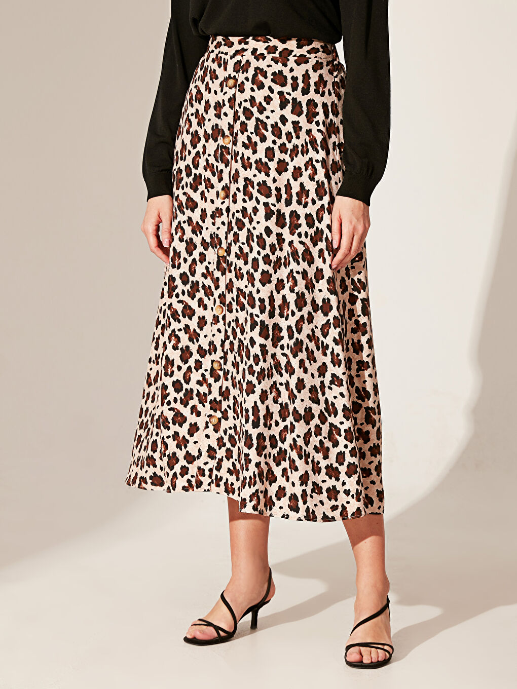 Kahverengi Baskılı Etek-1